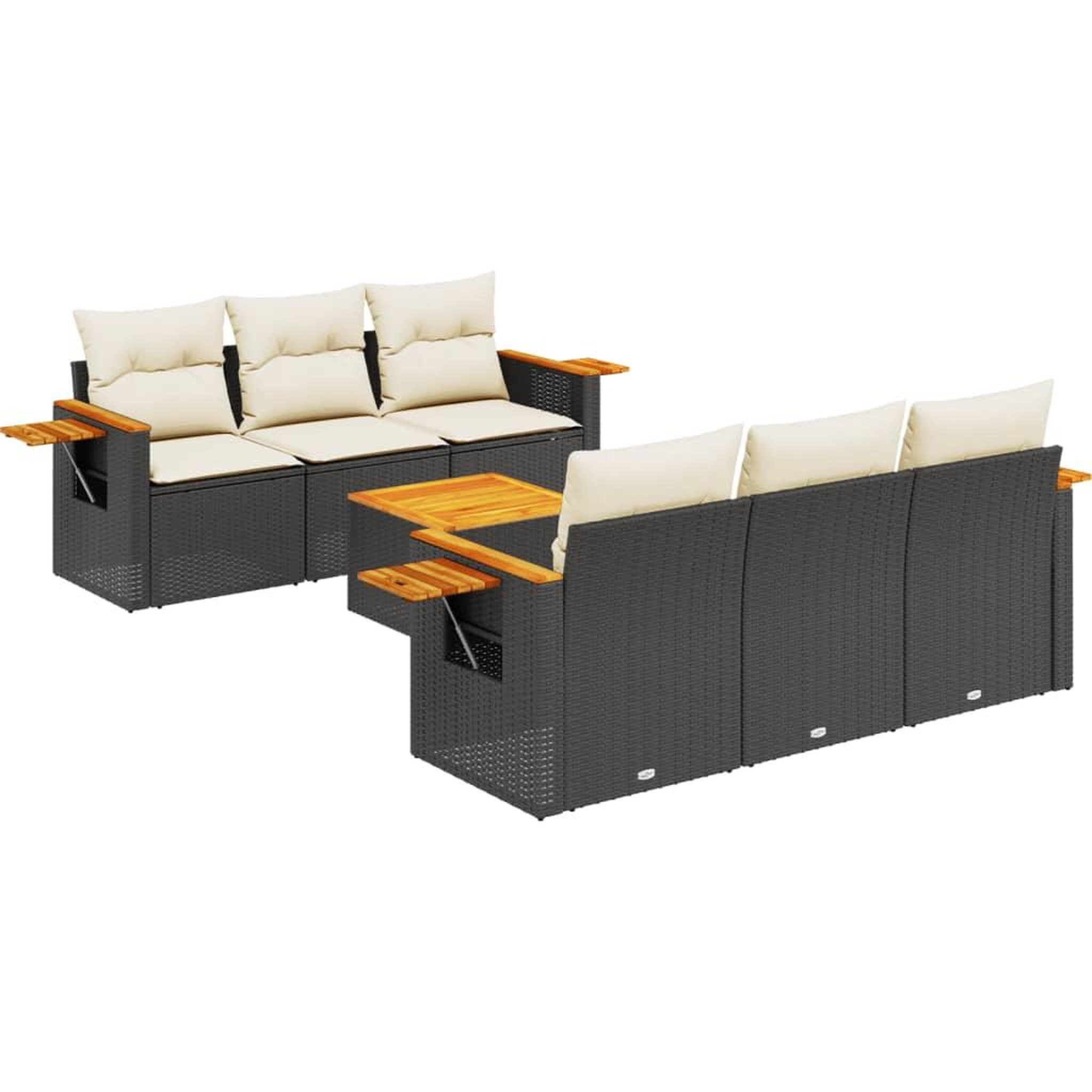 Voir la diapositive 2 : VIDAXL Salon de jardin 7 pcs avec coussins noir resine tressee
