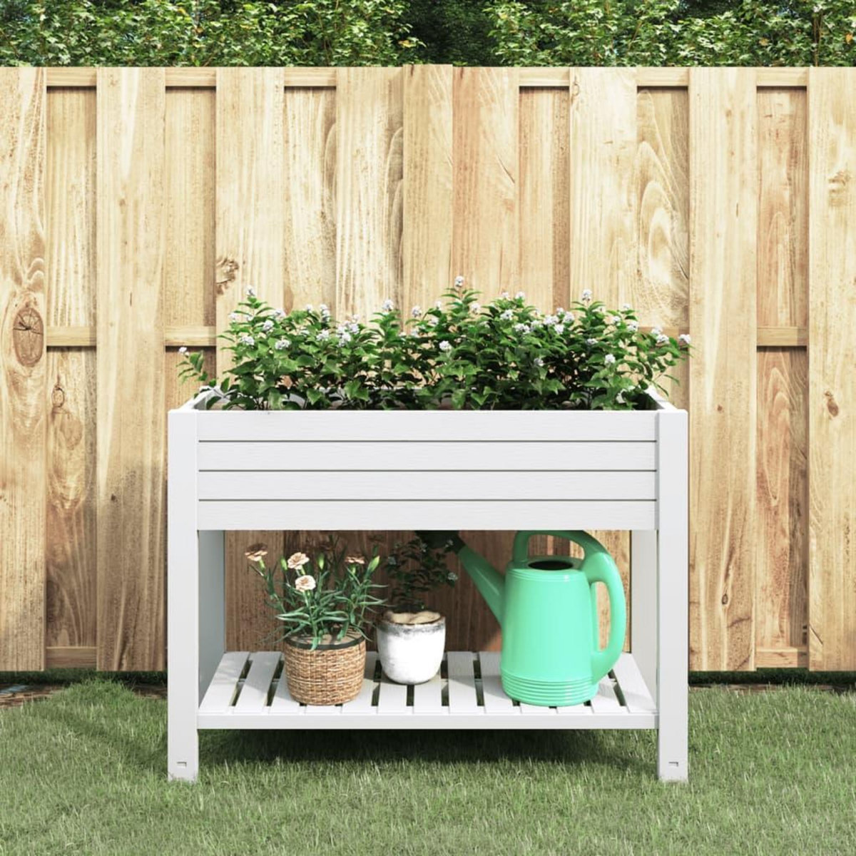 VIDAXL Lit sureleve de jardin blanc 110x45x79 cm polypropylene