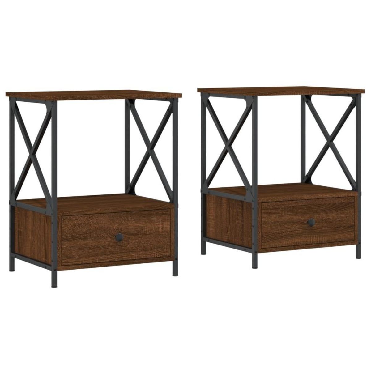 VIDAXL Tables de chevet 2 pcs chene marron 50x41x65 cm bois ingenierie