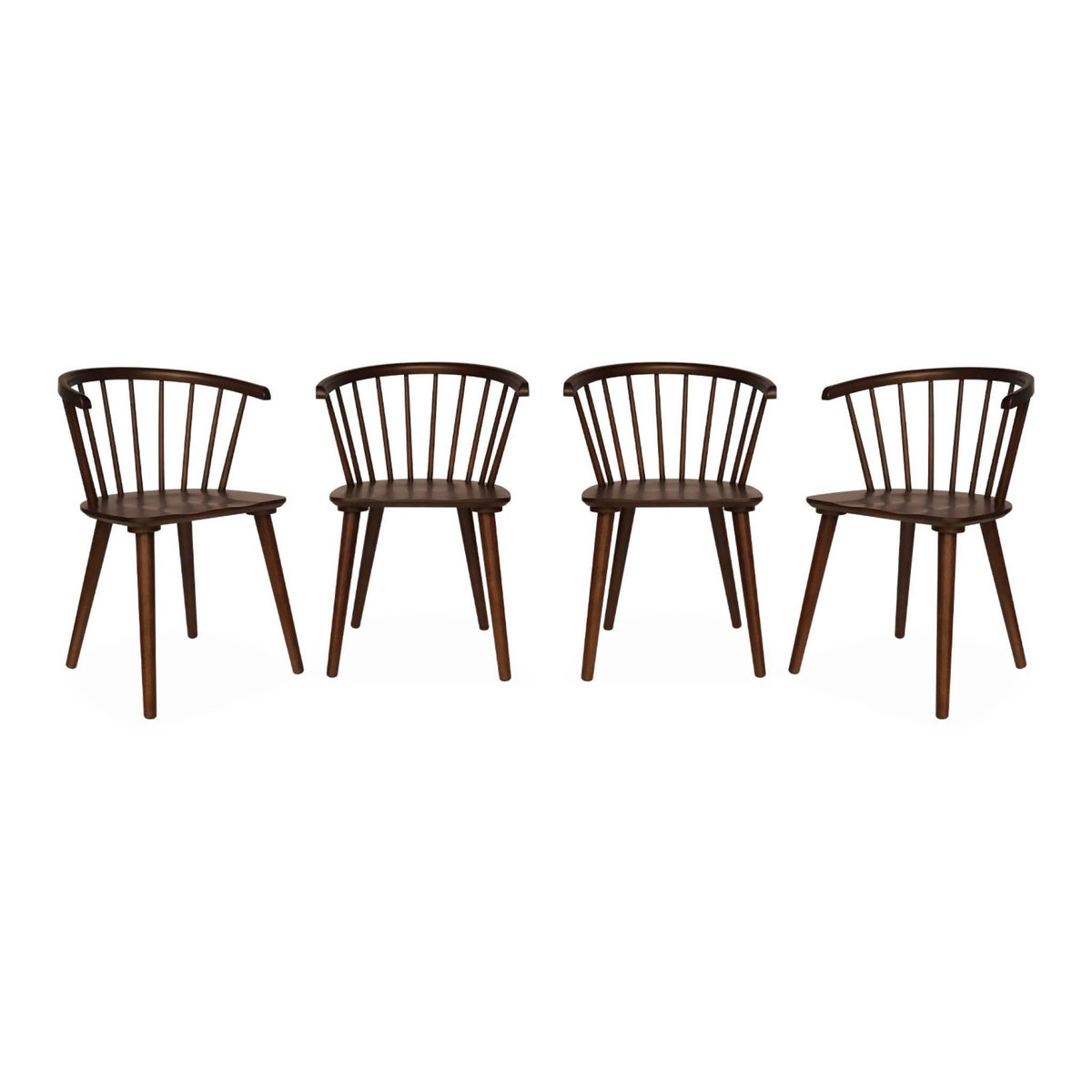 SWEEEK Lot de 4 chaises noyer à barreaux en bois et contreplaqué. Paula. L 51 x P 53 x H 75cm