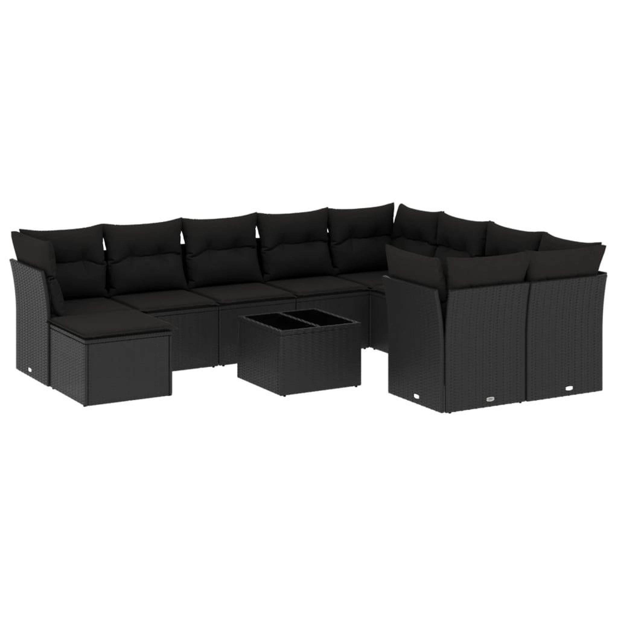 Voir la diapositive 2 : VIDAXL Salon de jardin 11 pcs avec coussins noir resine tressee