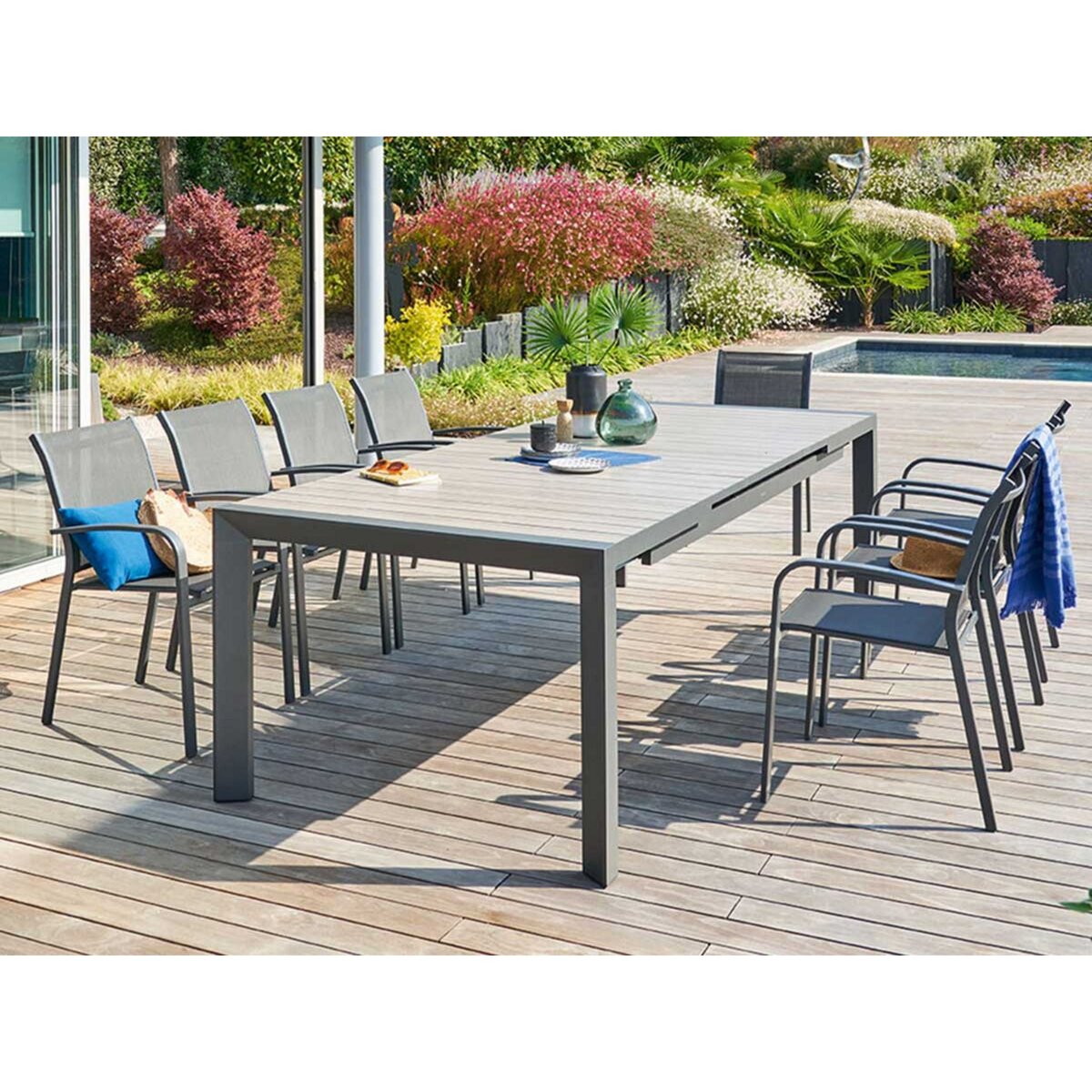 HESPERIDE Table de jardin rectangulaire aluminium Evasion 6/10 places -  Hespéride pas cher 
