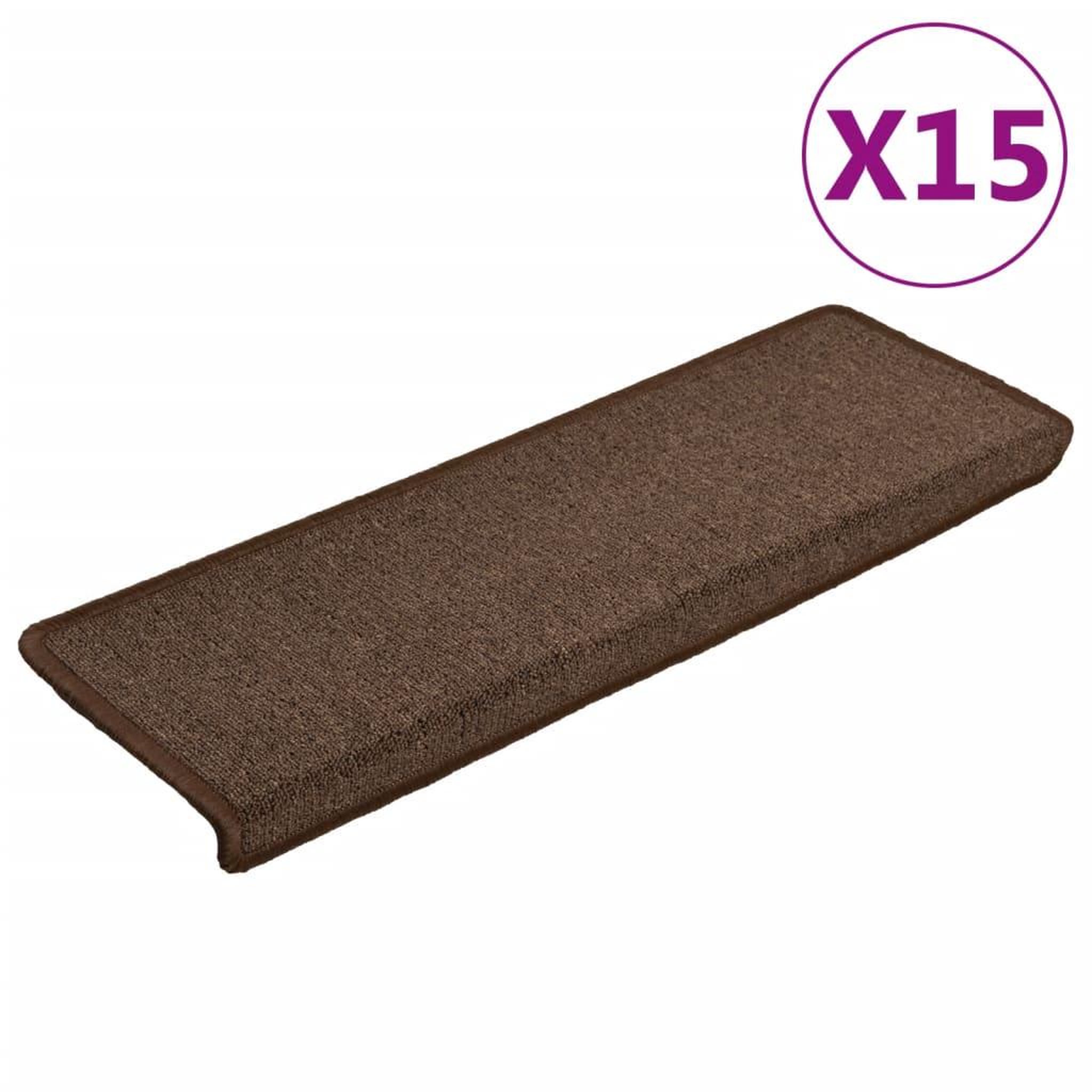 Voir la diapositive 2 : VIDAXL Tapis d'escalier 15 pcs 65x21x4 cm Marron