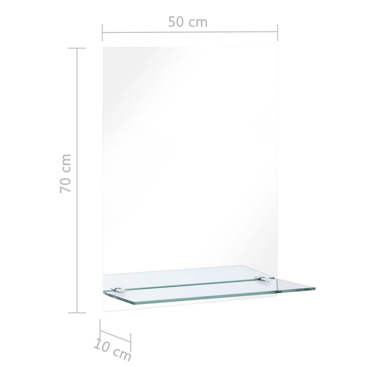 VIDAXL Miroir mural avec etagere 50x70 cm Verre trempe