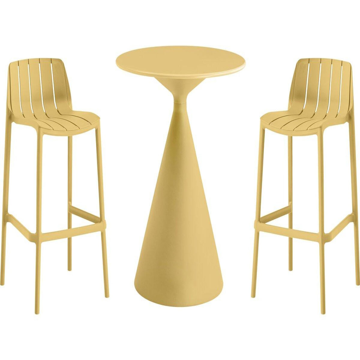 Habitat et Jardin Table et chaises hautes de bistrot empilables  Vaena  - 2 places - Jaune