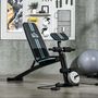 Voir la diapositive 2 : HOMCOM Banc de musculation pliable inclinable réglable sangles élastiques + support haltères inclus acier noir bleu