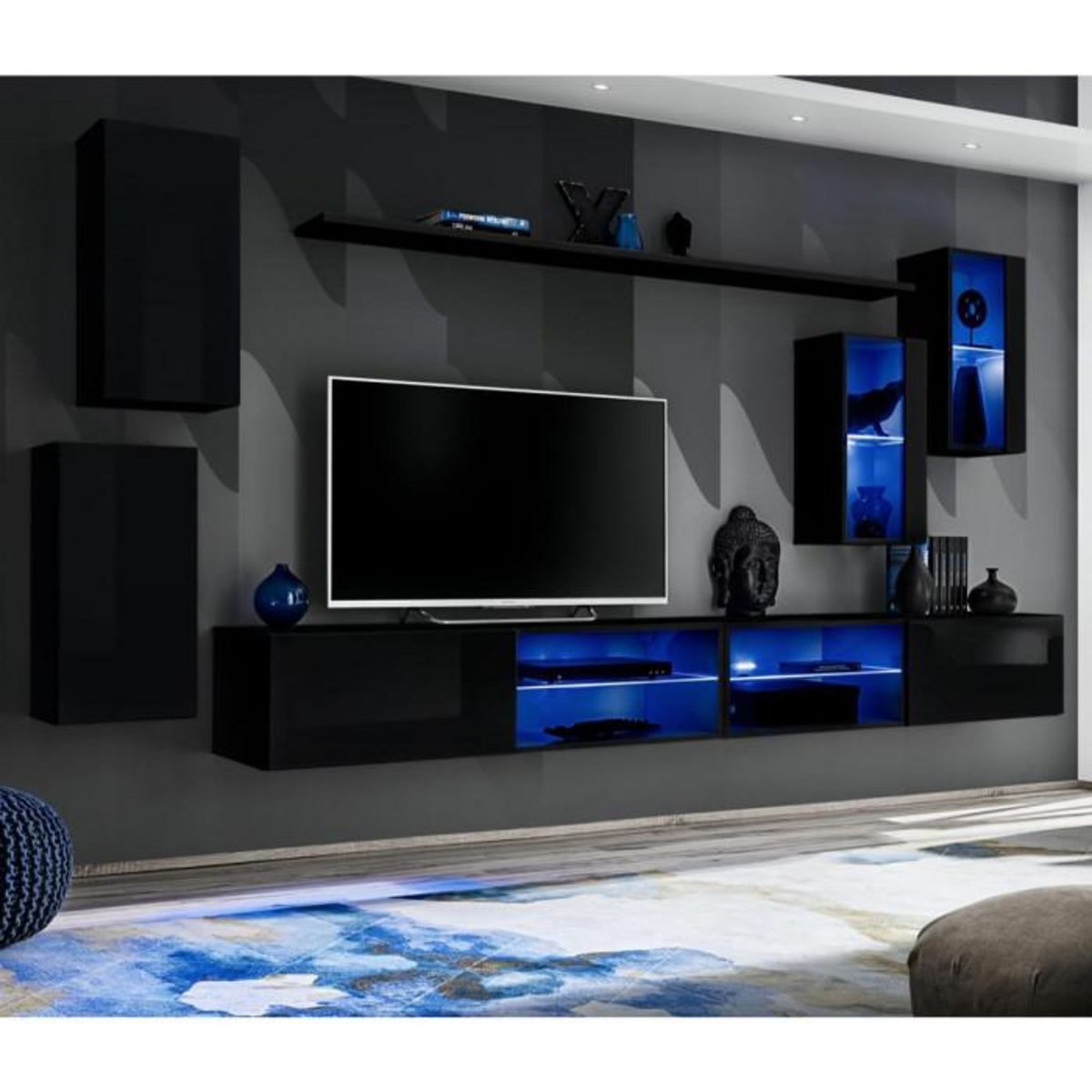 Paris Prix Ensemble Meuble TV Design  Switch XXV  280cm Noir