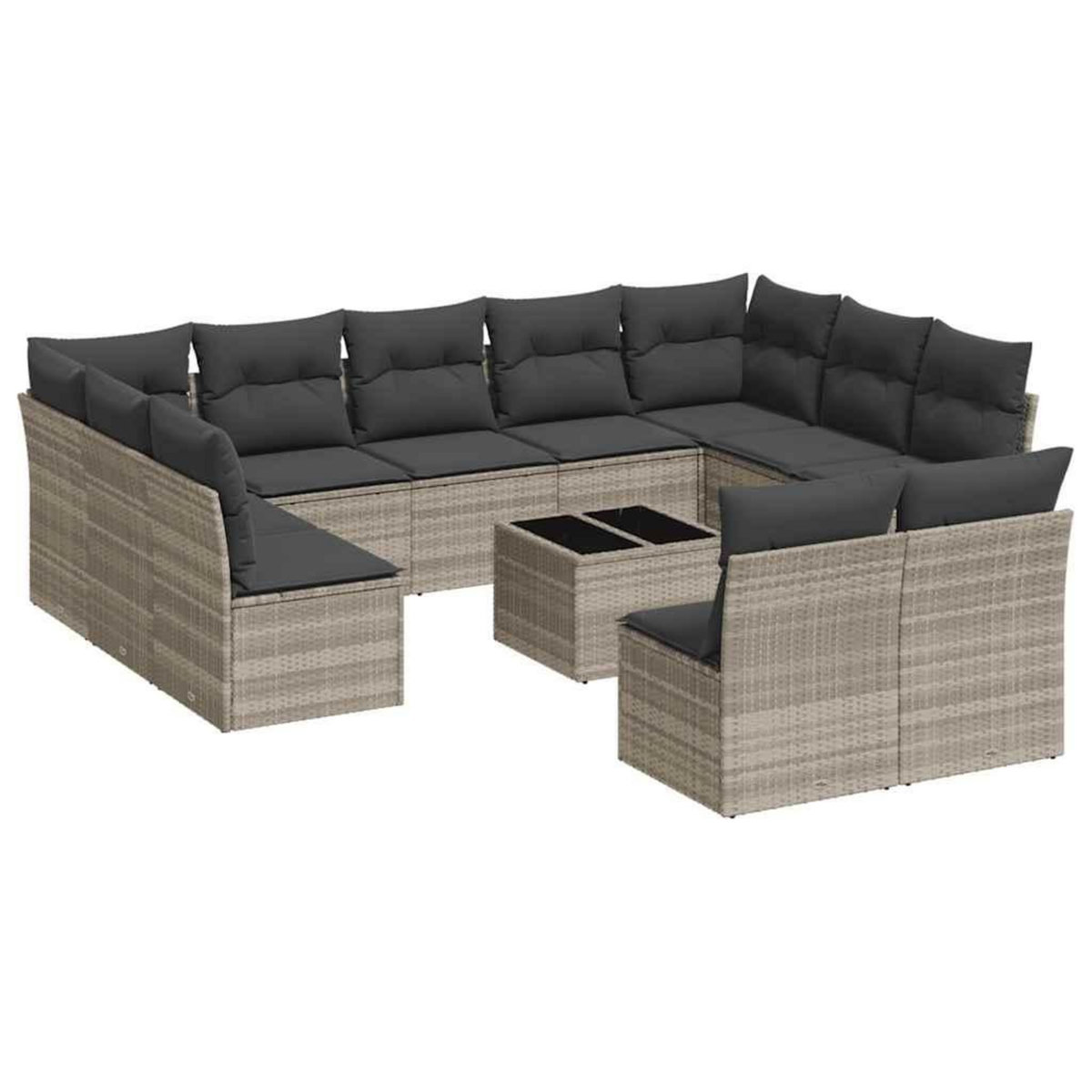 VIDAXL Salon de jardin avec coussins 12 pcs gris clair resine tressee