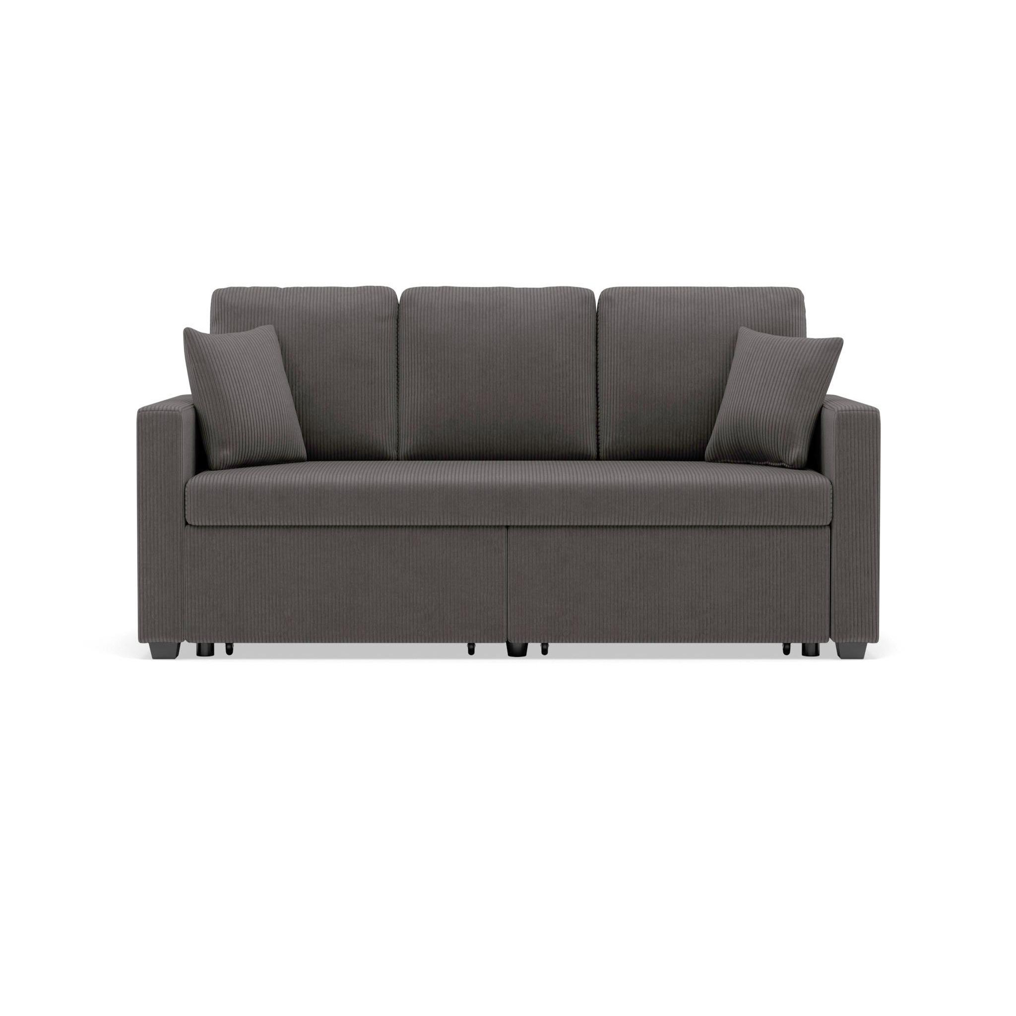 Voir la diapositive 1 : BEST MOBILIER Cyrus - canapé droit 3 places convertible en velours côtelé