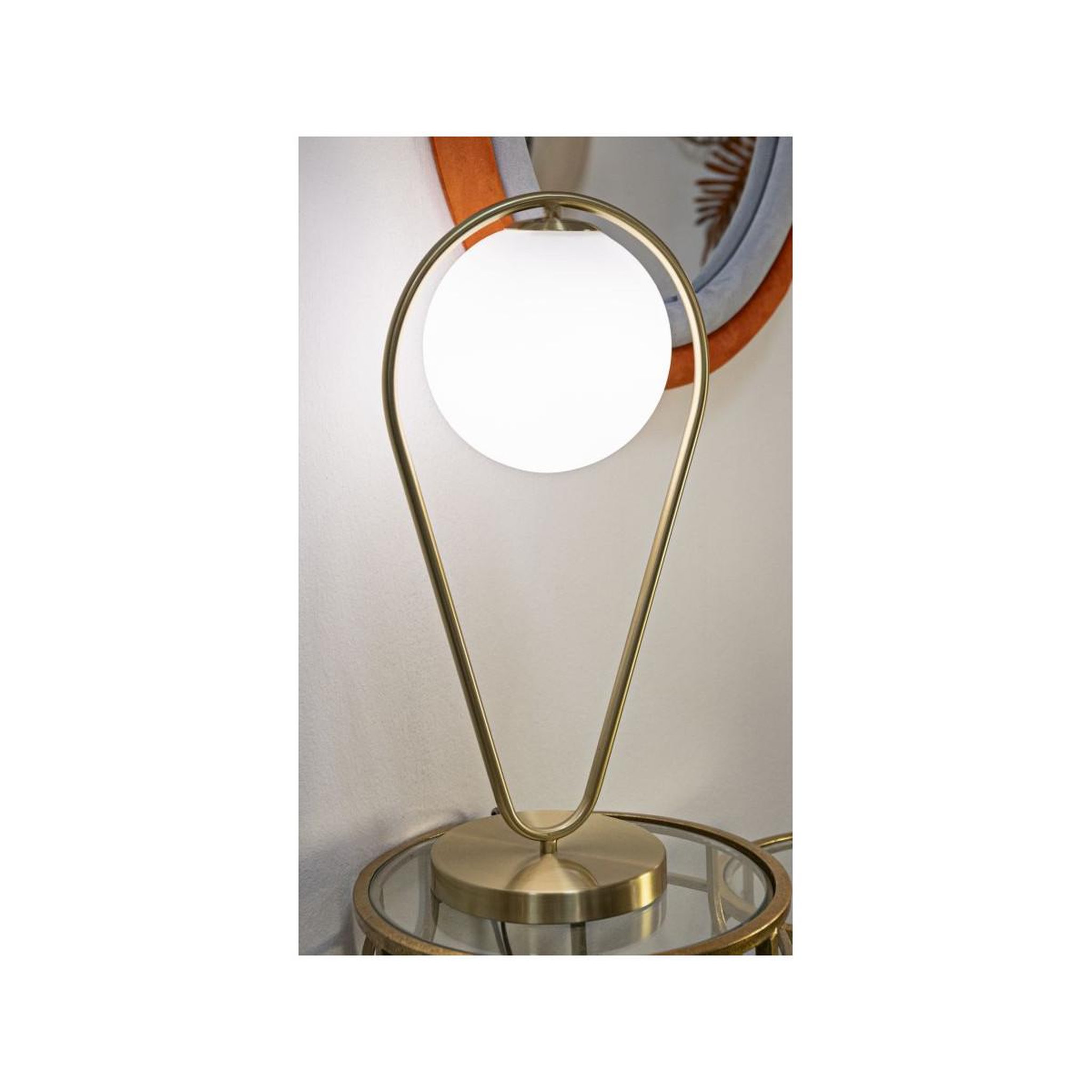 Voir la diapositive 6 : Paris Prix Lampe à poser sphère  glamy drop  50cm blanc & or