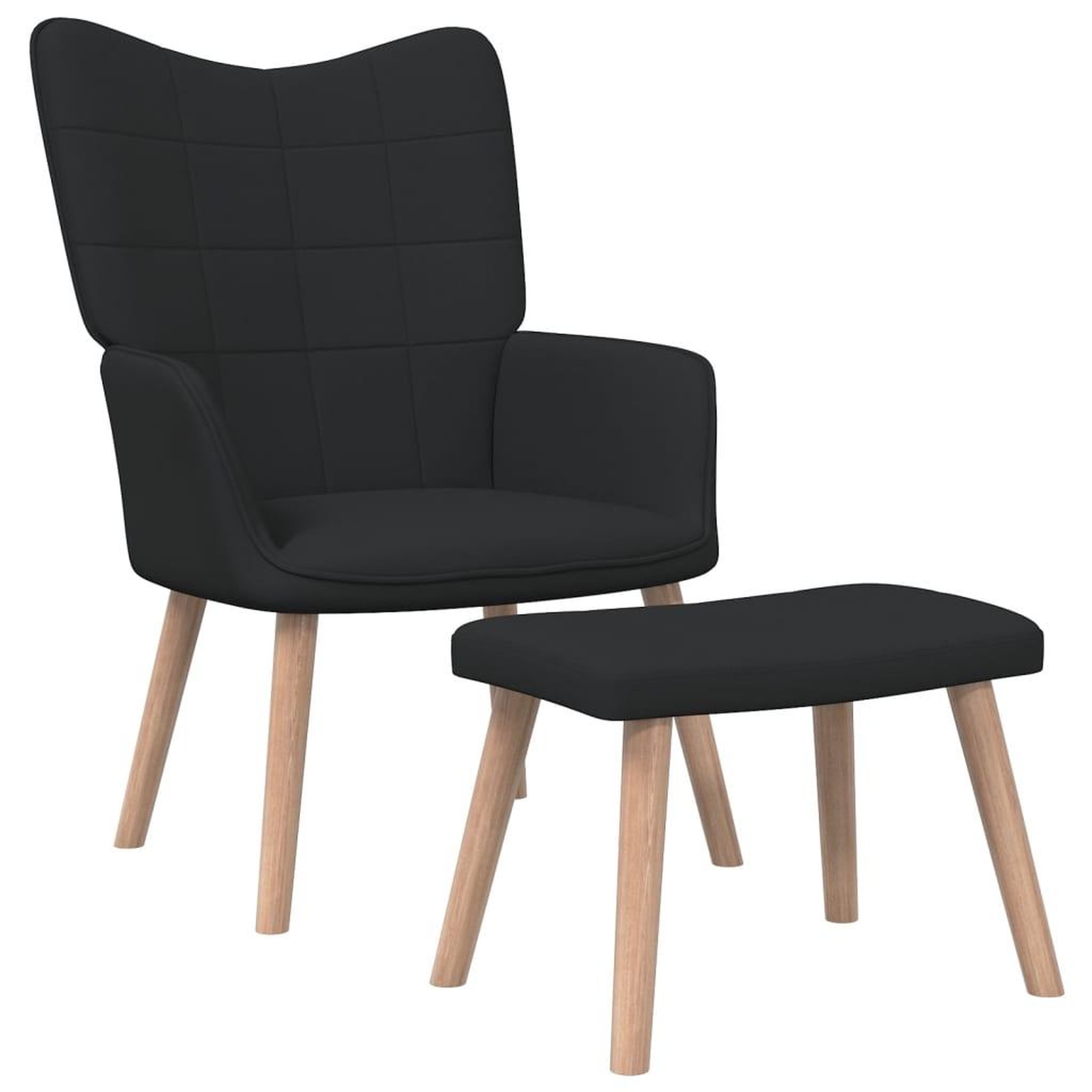 Voir la diapositive 2 : VIDAXL Chaise de relaxation avec tabouret Noir Tissu