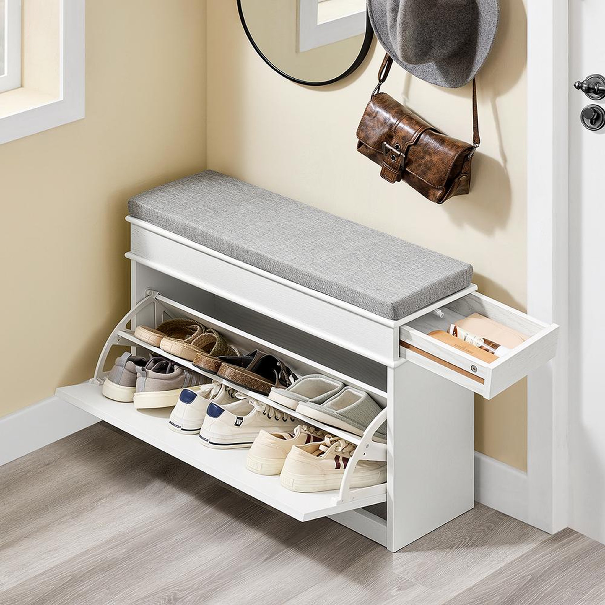 Voir la diapositive 6 : SOBUY SoBuy - Banc de Rangement à Chaussures avec Un Tiroir - Classique - FSR82-L