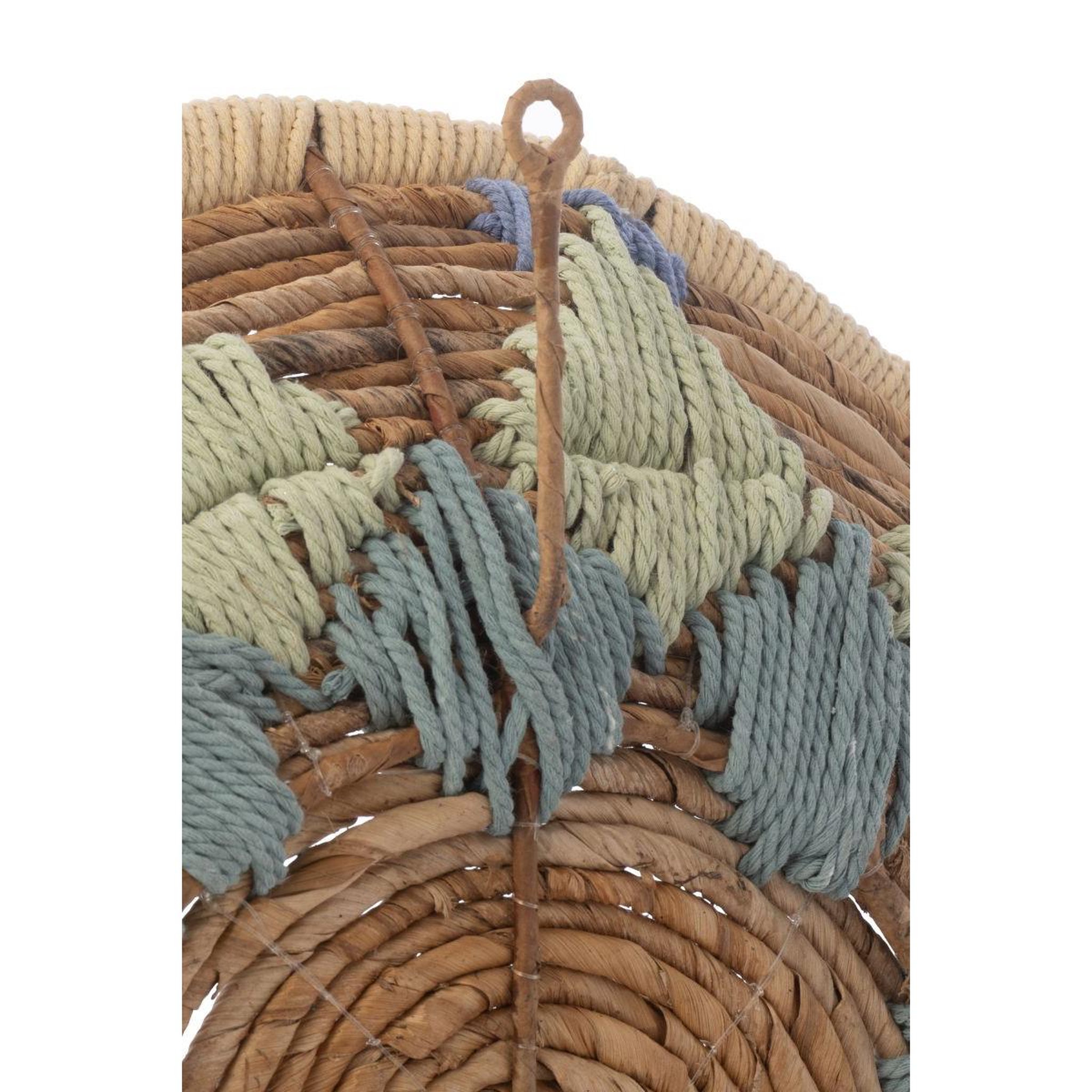 Voir la diapositive 2 : J-LINE Lot de 3 déco murales  branche bananier  76cm bleu clair