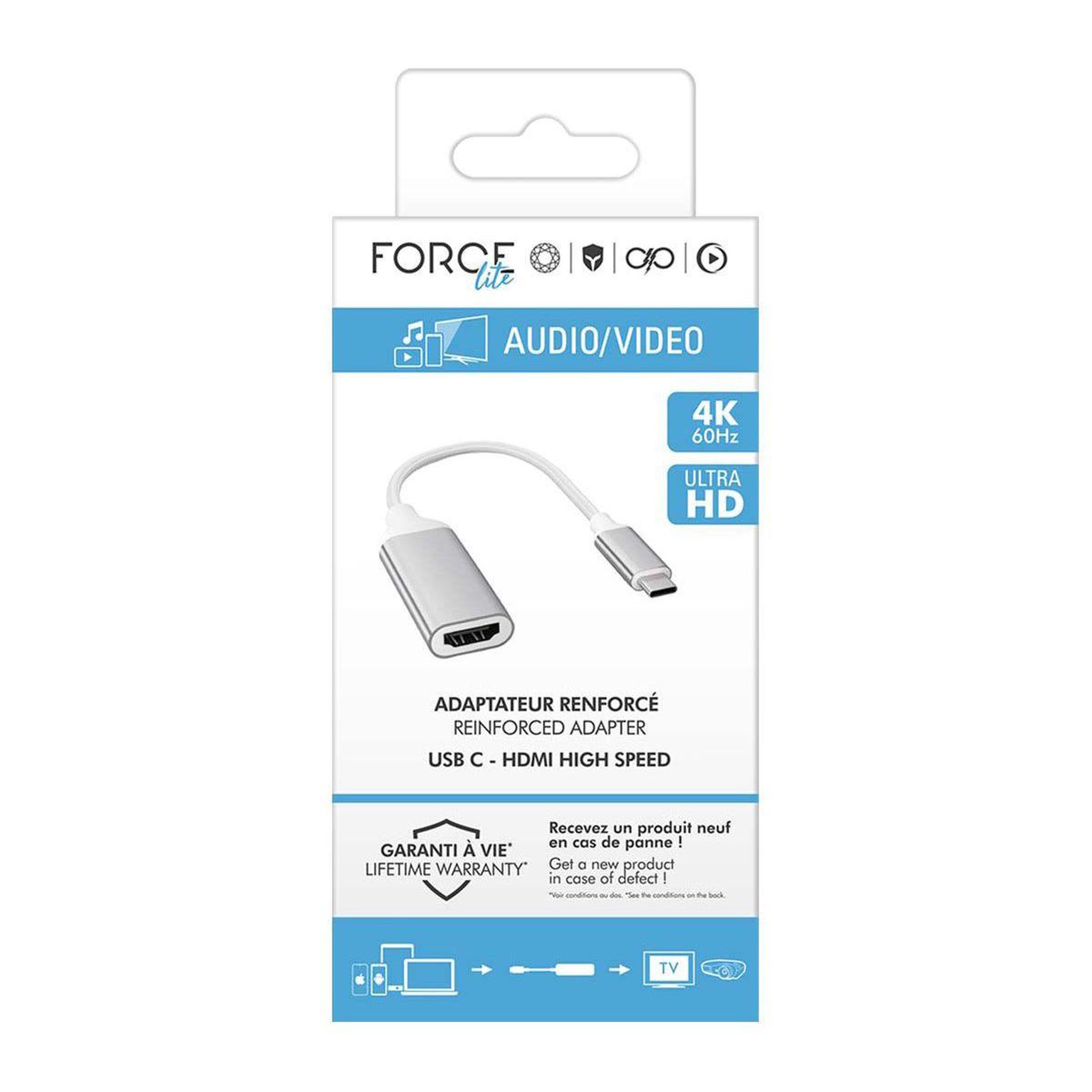 Voir la diapositive 4 : FORCE POWER Adaptateur hdmi/usb-c usb c/hdmi high speed m/f renforcé