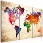 Voir la diapositive 1 : Paris Prix Tableau Imprimé  The World's Map in Watercolor