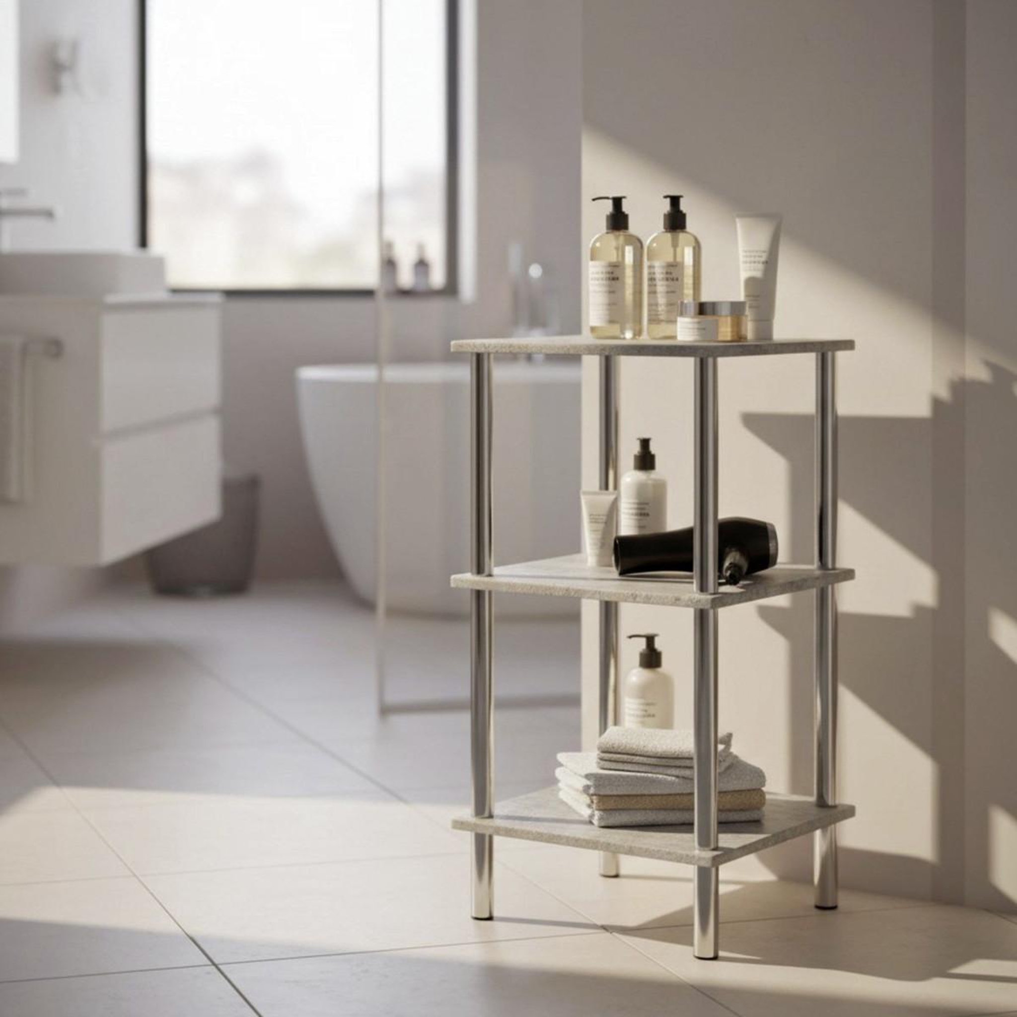 Voir la diapositive 2 : Paris Prix Étagère 3 niveaux design  miguel  77cm gris
