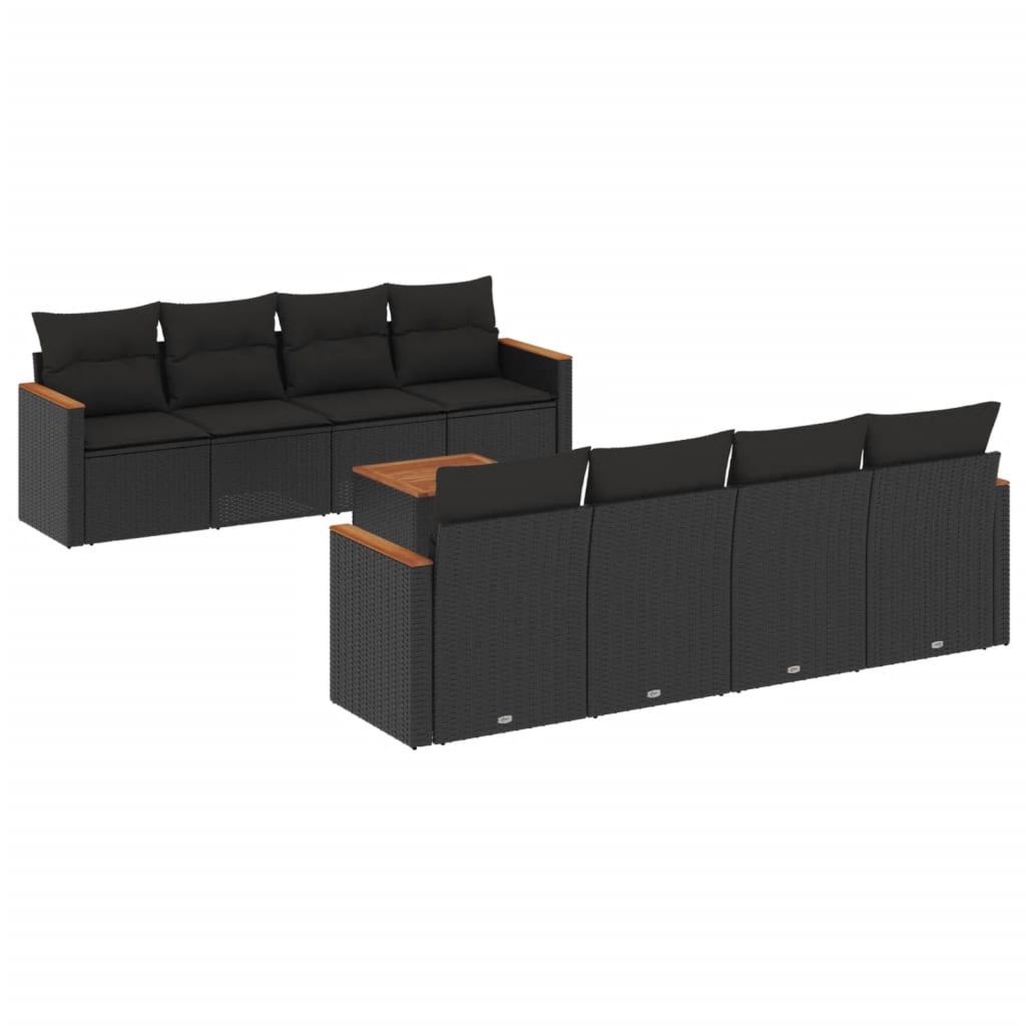 Voir la diapositive 2 : VIDAXL Salon de jardin 9 pcs avec coussins noir resine tressee