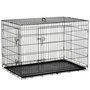 Voir la diapositive 1 : PAWHUT Cage de transport pour chien pliable - 2 portes verrouillables - plateau amovible - dim. 121L x 77l x 82H cm - acier ABS noir
