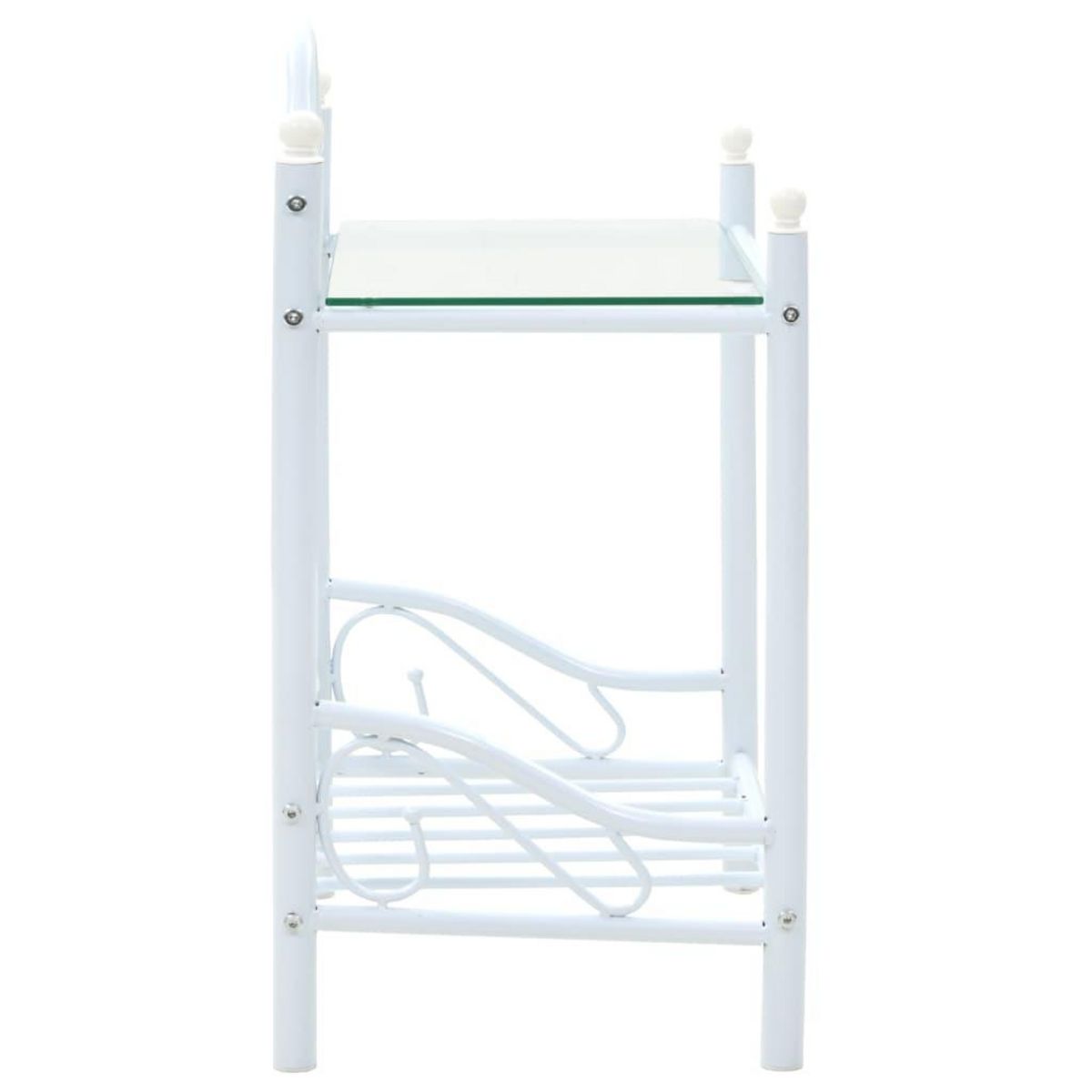 VIDAXL Table de chevet Acier et verre trempe 45 x 30,5 x 60 cm Blanc