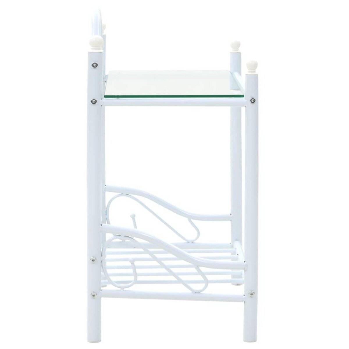 VIDAXL Table de chevet Acier et verre trempe 45 x 30,5 x 60 cm Blanc