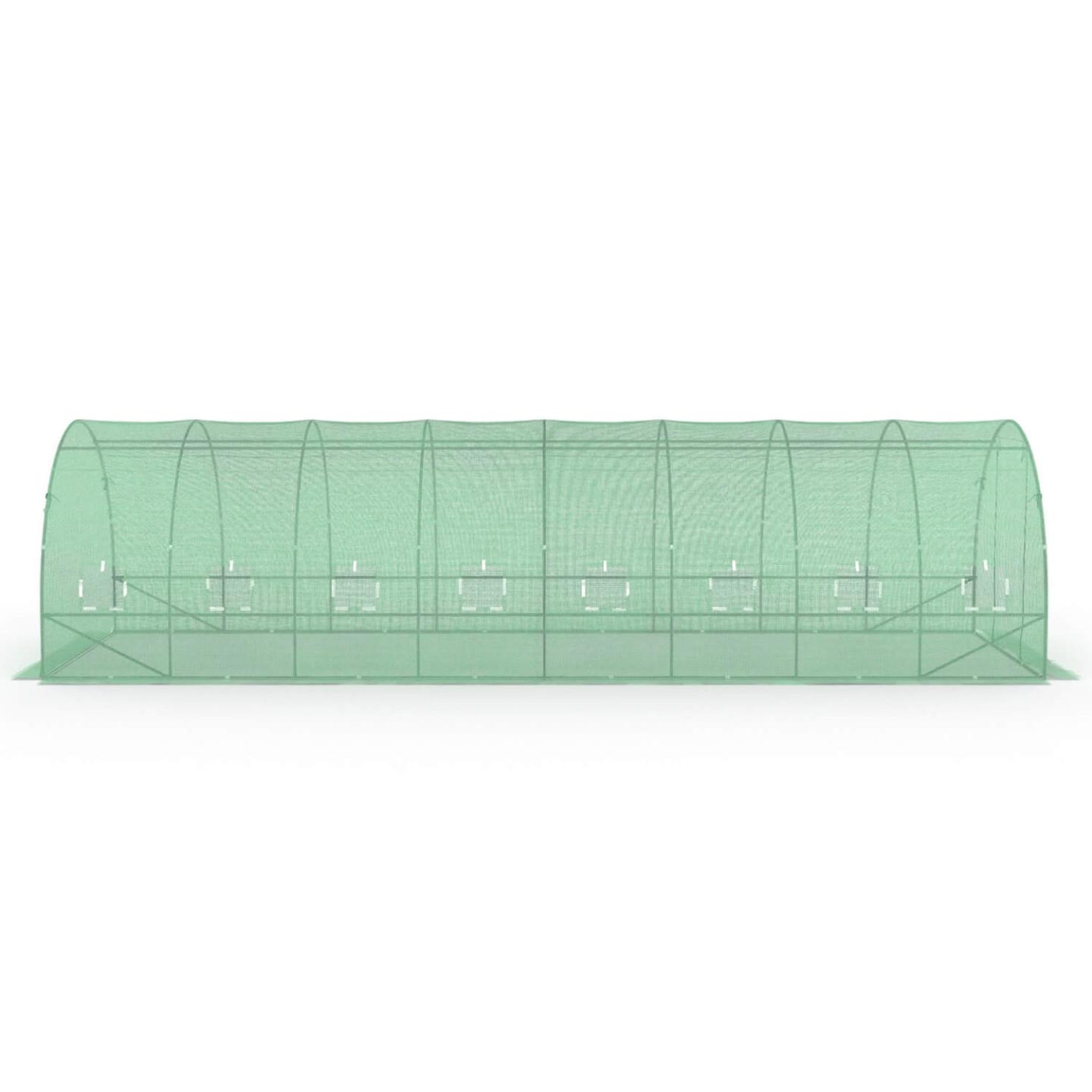 Voir la diapositive 5 : ID MARKET Serre de jardin tunnel 24m² 8 x 3 x 2 m acier galvanisé + bâche anti-uv avec porte et fenêtres des andes verte