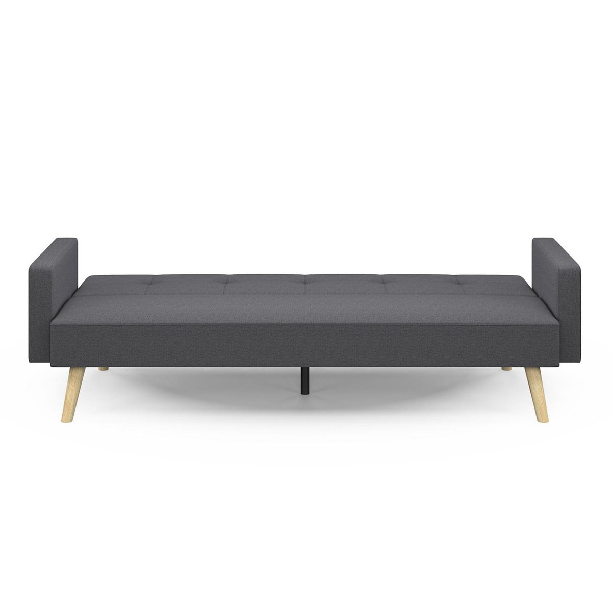 ID MARKET Canapé droit scandinave 3 places convertible LARS en tissu gris