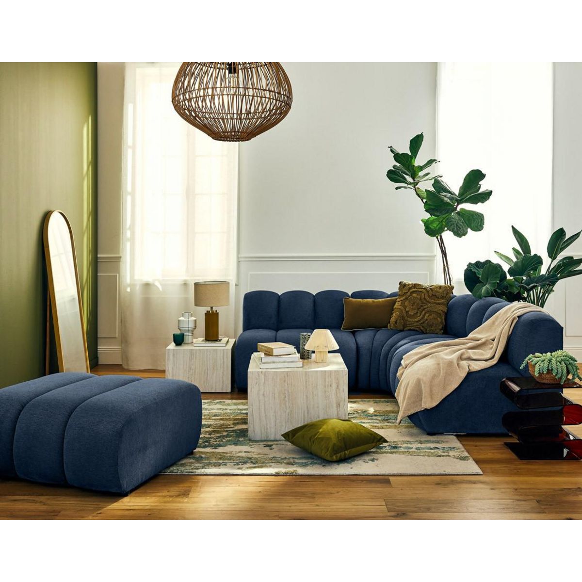 LISA DESIGN Debbie - canapé modulable d'angle réversible 4 places sans accoudoirs en tissu texturé