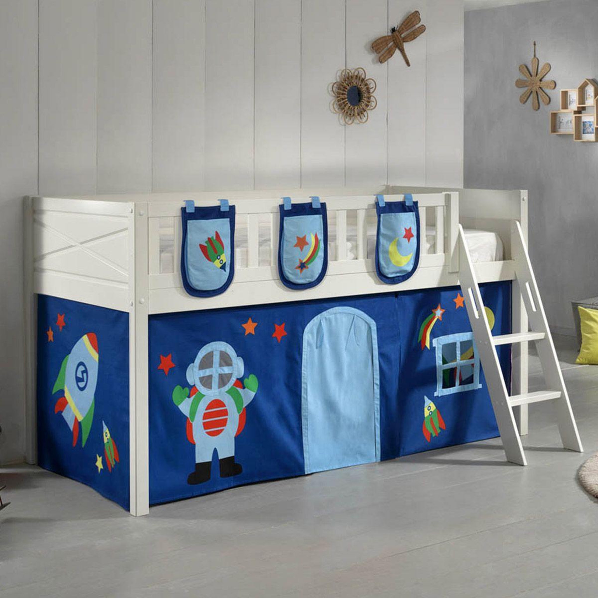 Voir la diapositive 6 : Paris Prix Lit enfant tente & 3 pochettes  scott astro  90x200cm blanc