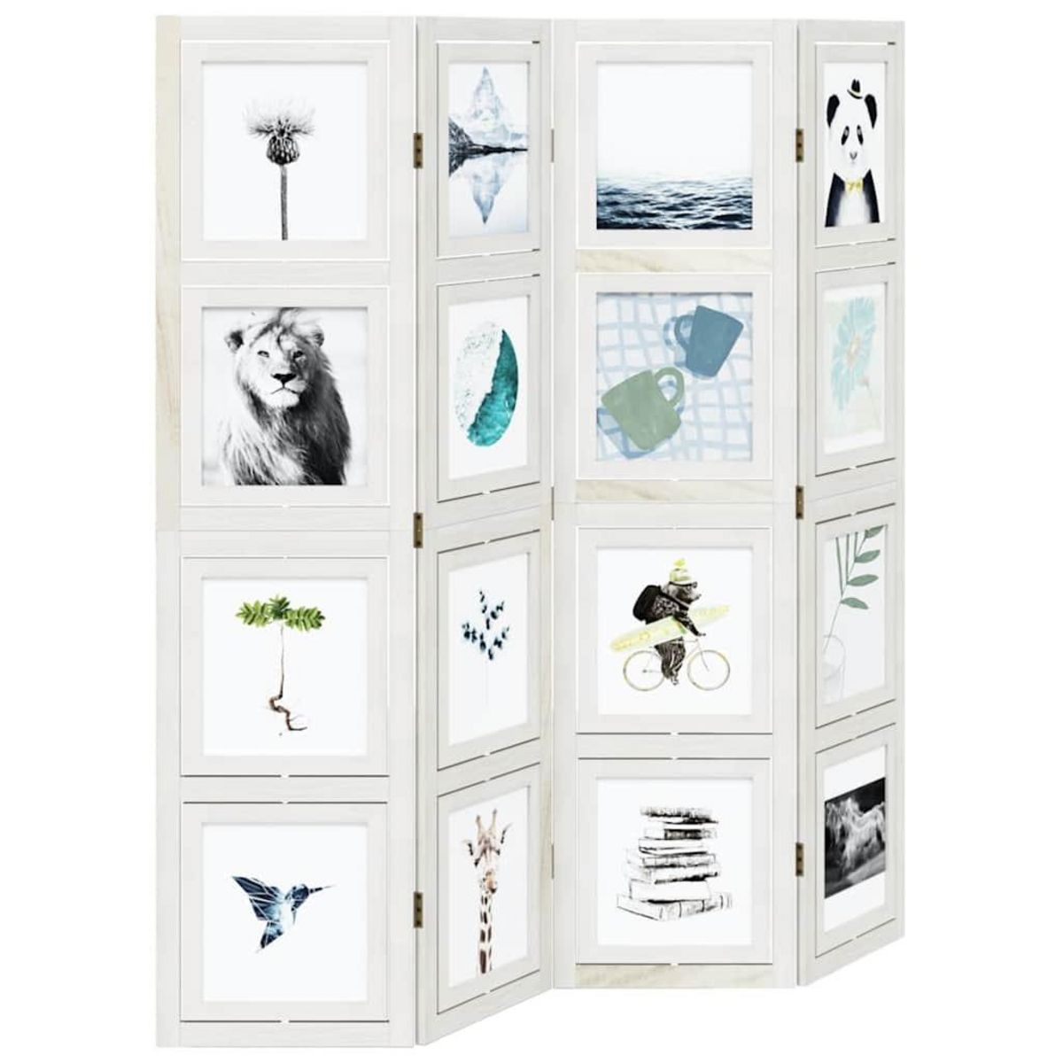 VIDAXL Cloison de separation 4 panneaux blanc bois de paulownia massif