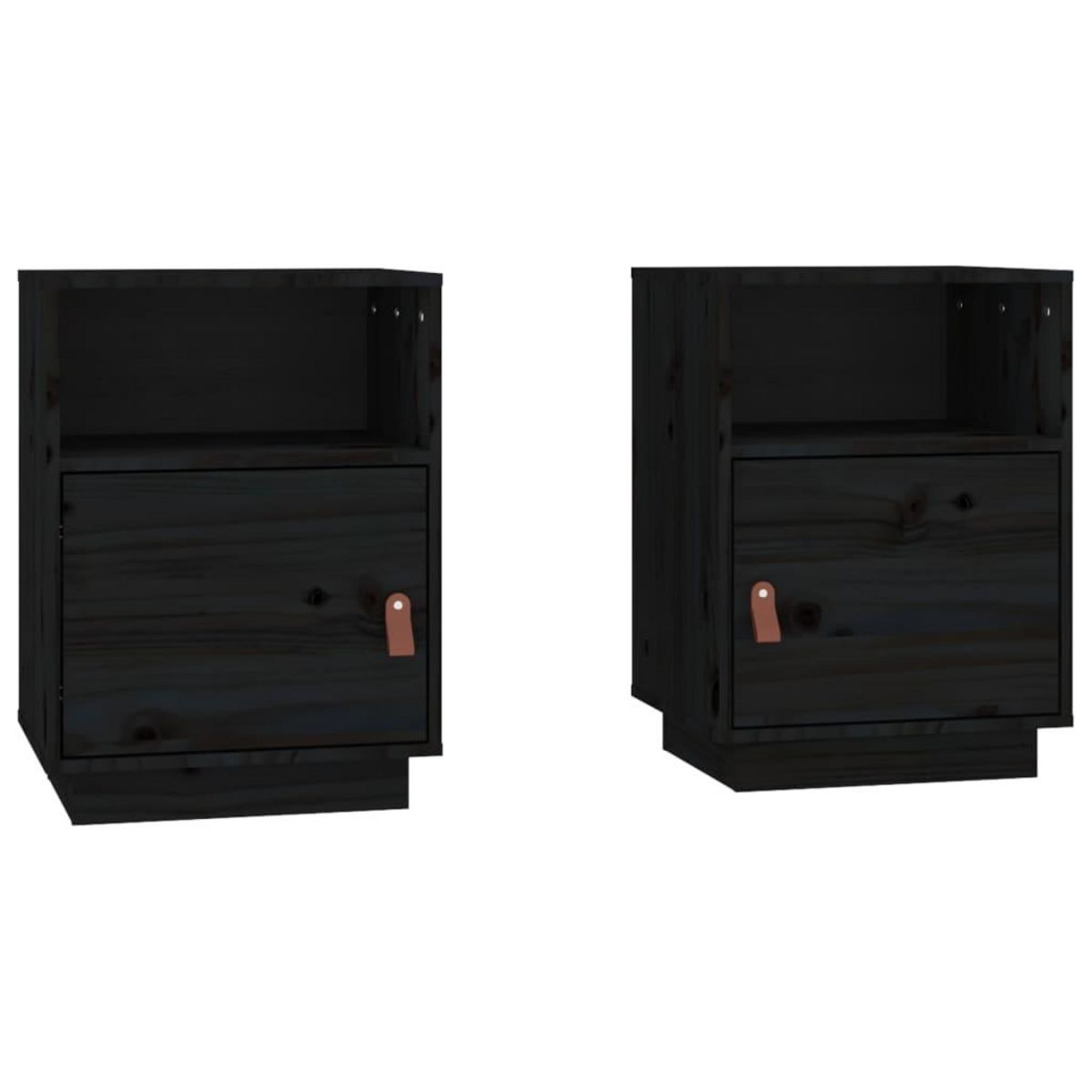 VIDAXL Tables de chevet 2 pcs Noir 40x34x55 cm Bois de pin massif