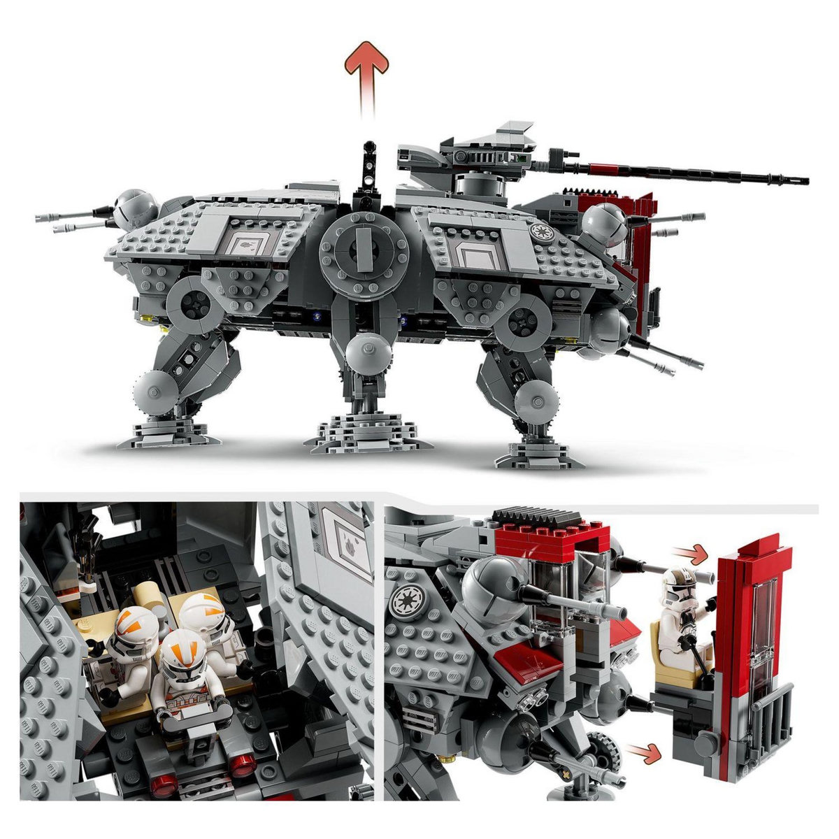 LEGO Star Wars 75337 Le marcheur AT-TE, Jouet avec 5 Minifigurines, La Revanche des Sith