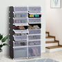 Voir la diapositive 2 : HOMCOM Armoire à chaussures range chaussures L 95 x l 37 x H 160 cm 14 cubes rectangulaires et 2 grands cubes noir et blanc