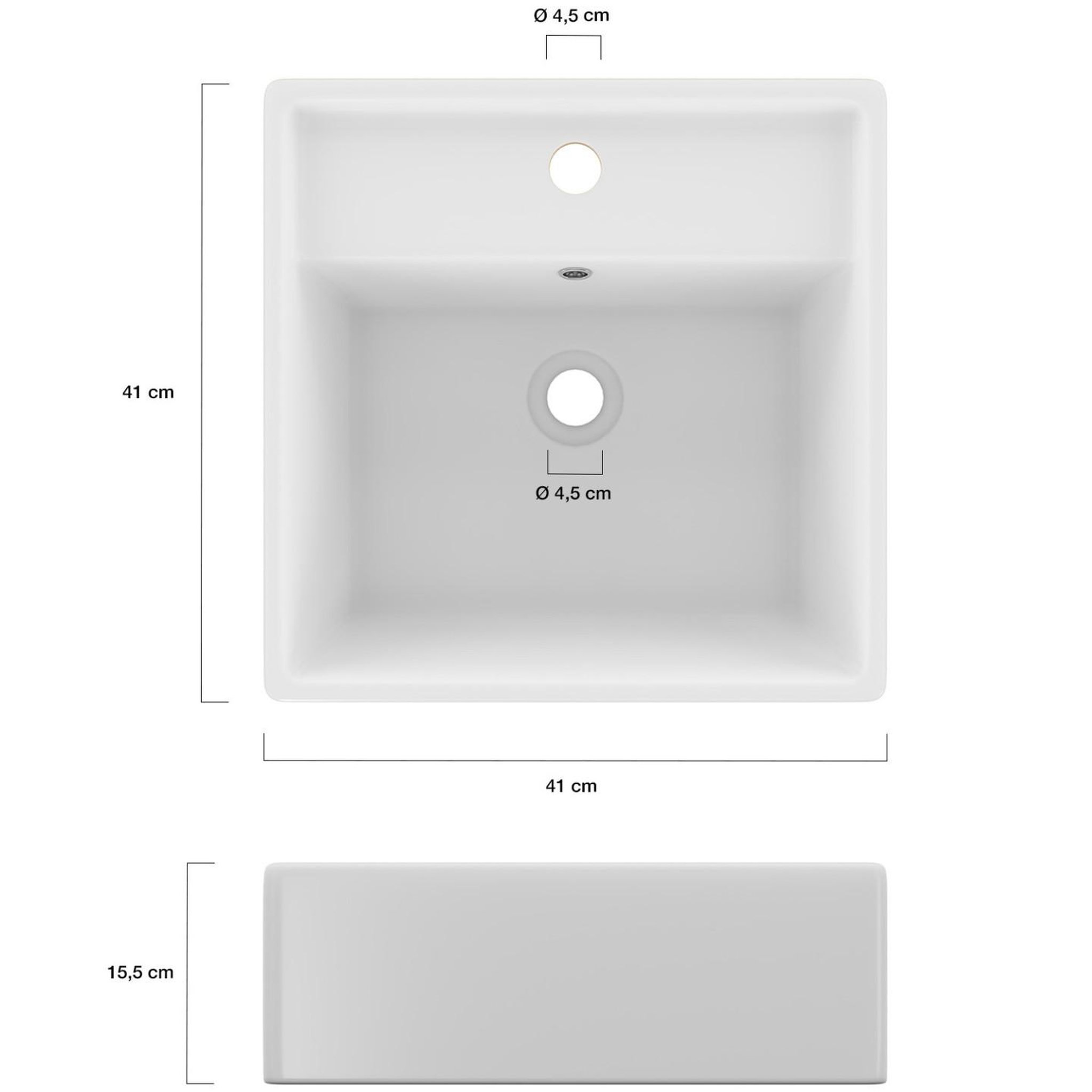 Voir la diapositive 4 : ID MARKET Vasque à poser carrée en céramique blanche l. 41 x l. 41 x h. 15,5 cm