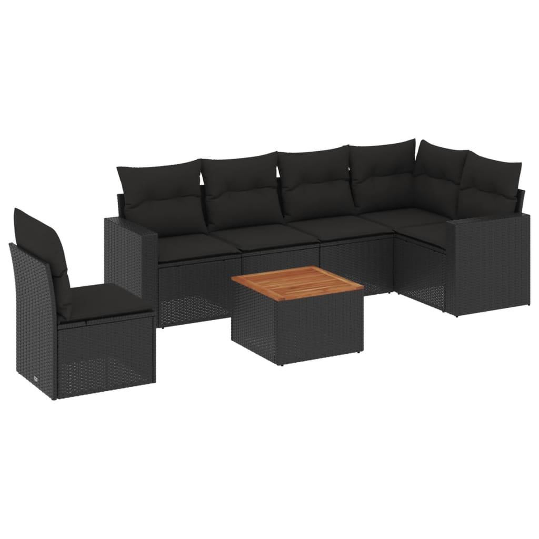 Voir la diapositive 2 : VIDAXL Salon de jardin 7 pcs avec coussins noir resine tressee