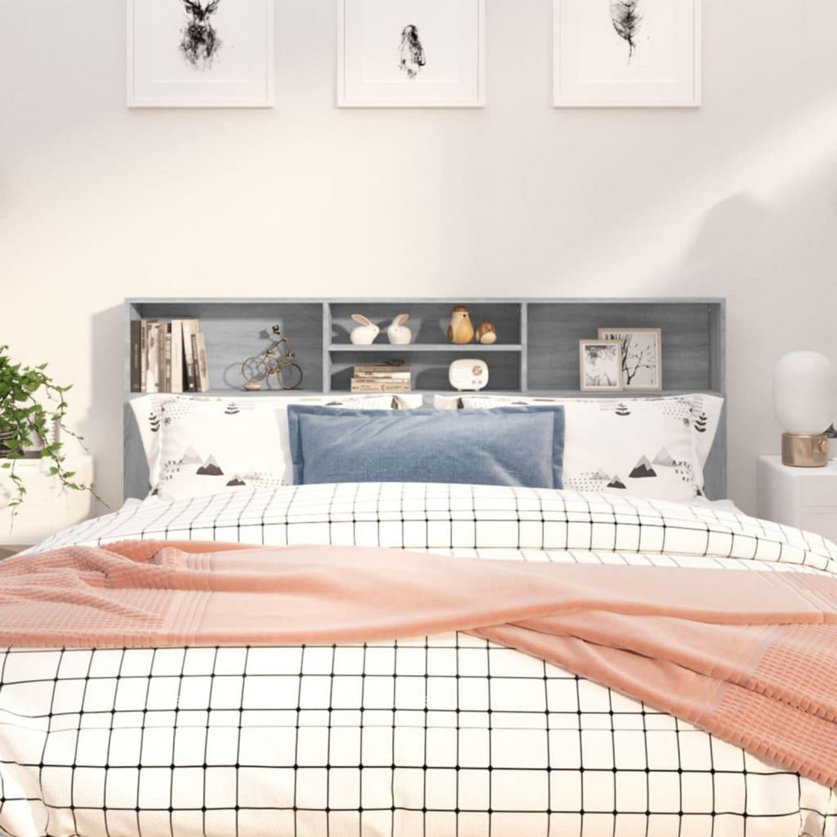 VIDAXL Armoire de tete de lit Sonoma gris 180x19x103,5 cm