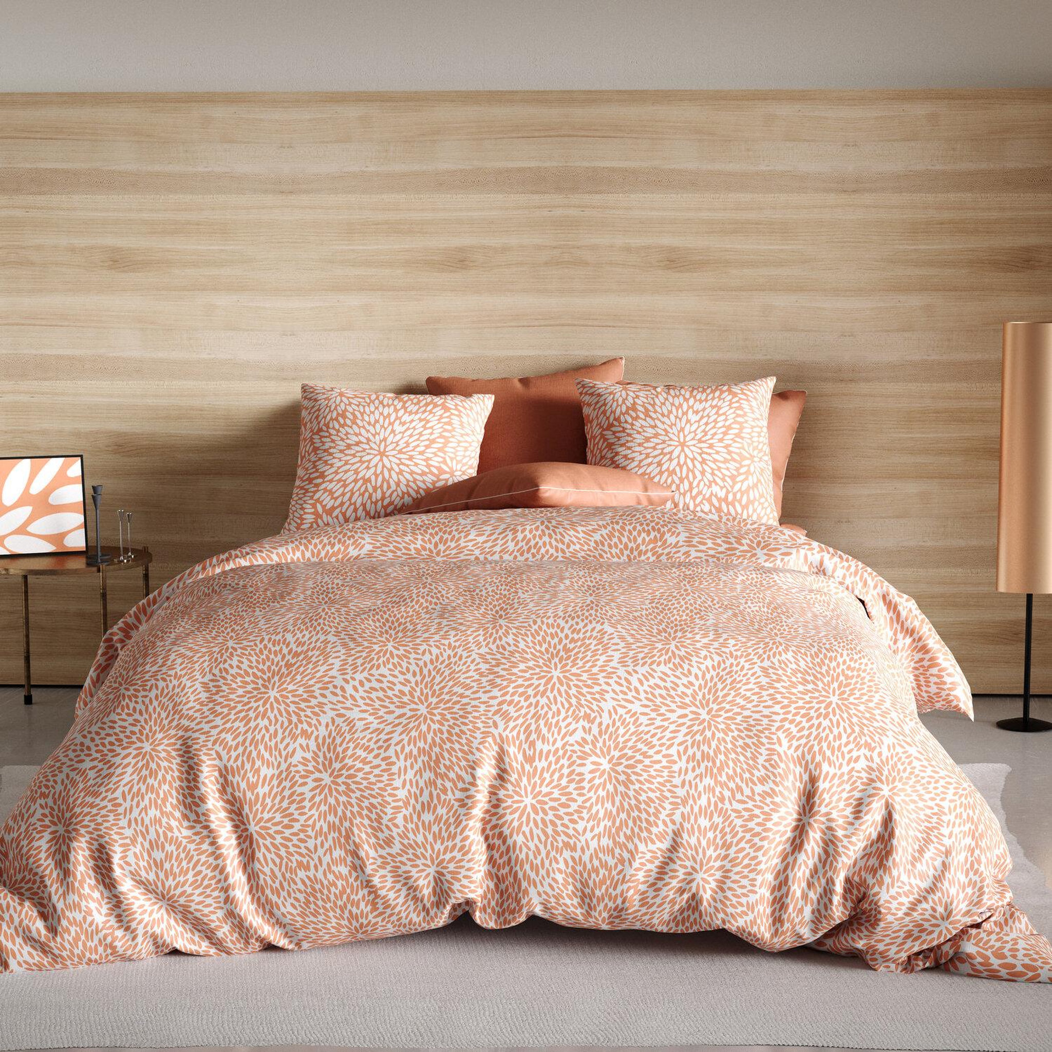 Les Ateliers du Linge Parure housse de couette 100%polyester 60gsm, lantana. Coloris disponibles : Rose