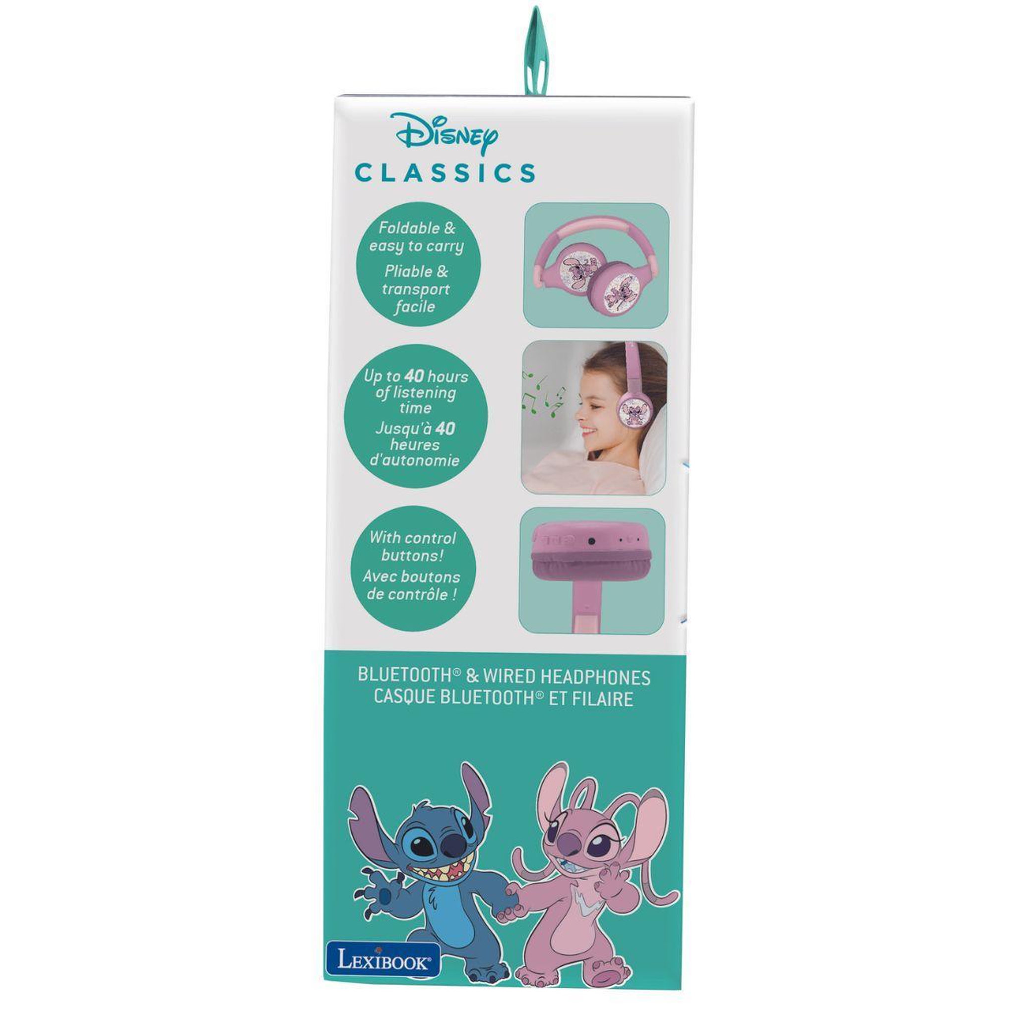 Voir la diapositive 3 : Lexibook Casque 2 en 1 Stitch Angel Bluetooth et Filaire avec limitation de son