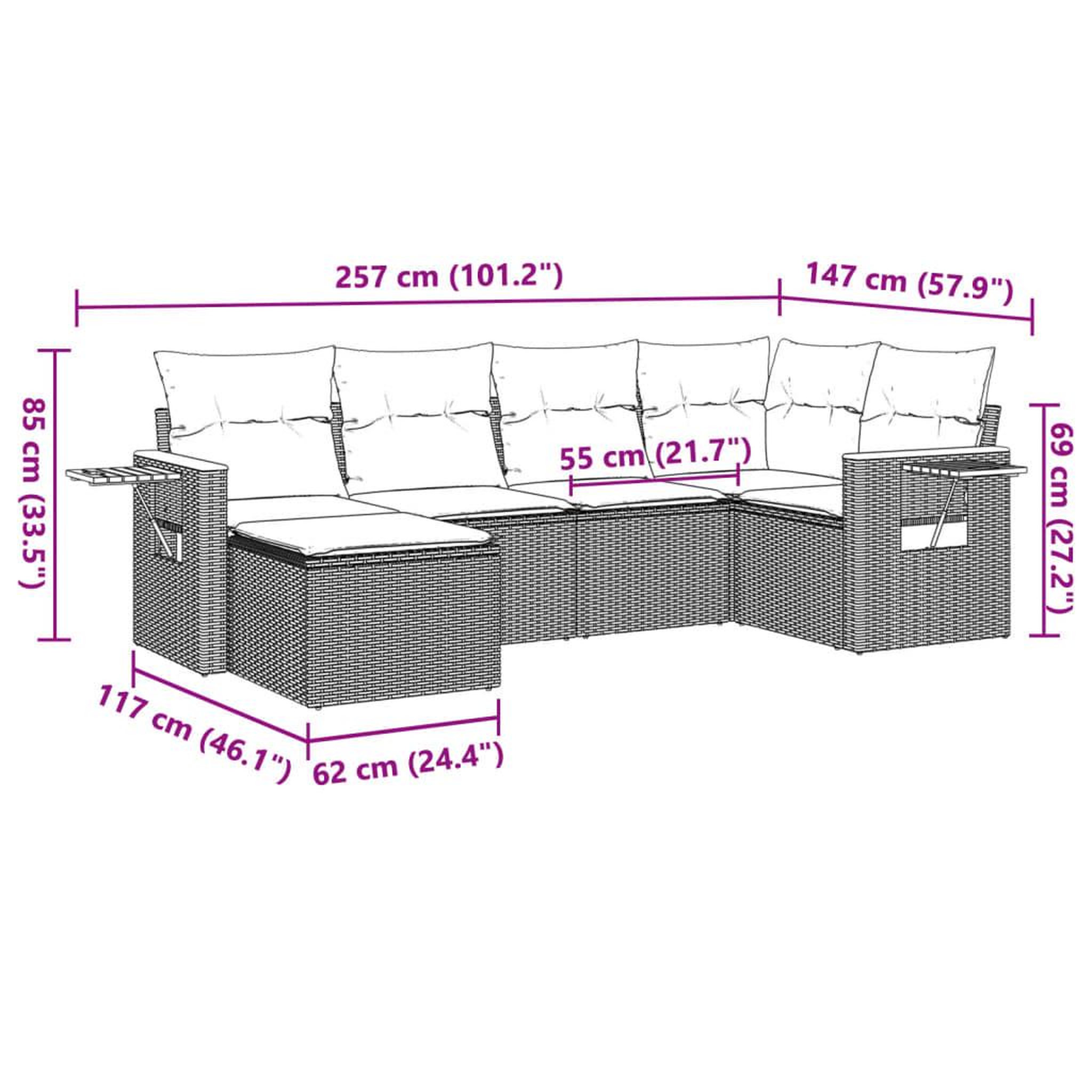 Voir la diapositive 3 : VIDAXL Salon de jardin 6 pcs avec coussins noir resine tressee