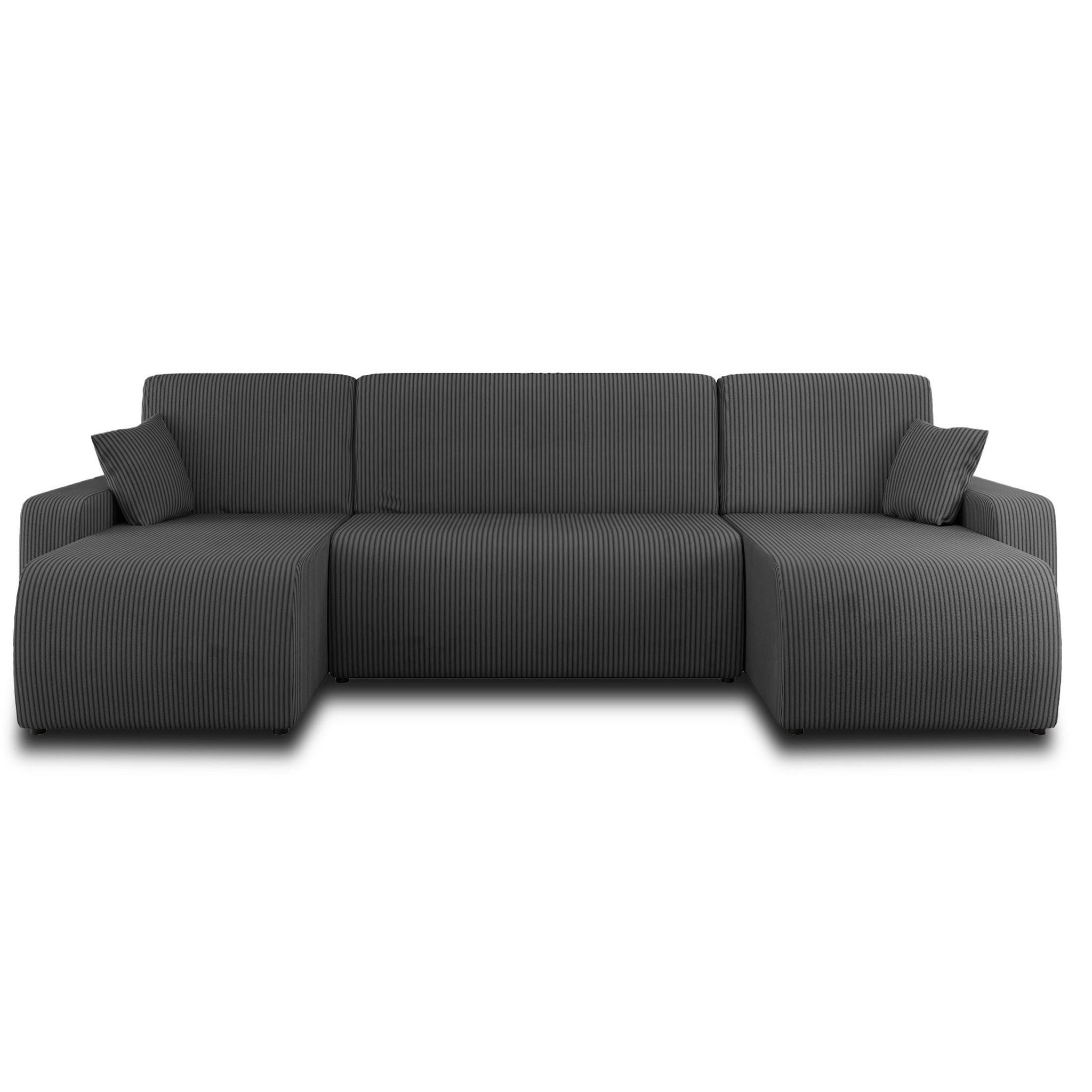 Voir la diapositive 6 : BEST MOBILIER Artemisa - canapé panoramique en u - 7 places - convertible avec coffre - en velours côtelé