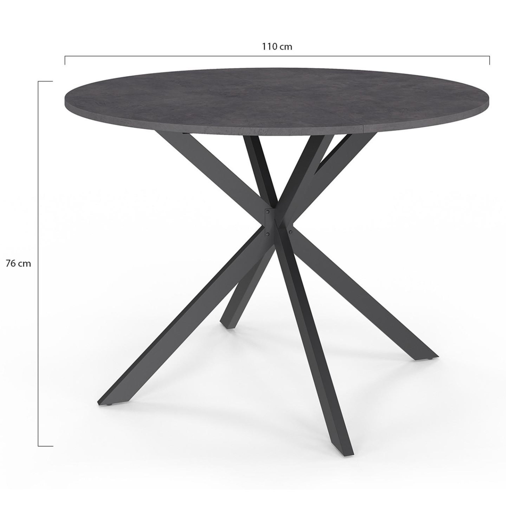 Voir la diapositive 4 : ID MARKET Table à manger ronde jaspe 6 personnes plateau effet béton pied araignée gris anthracite 110 cm