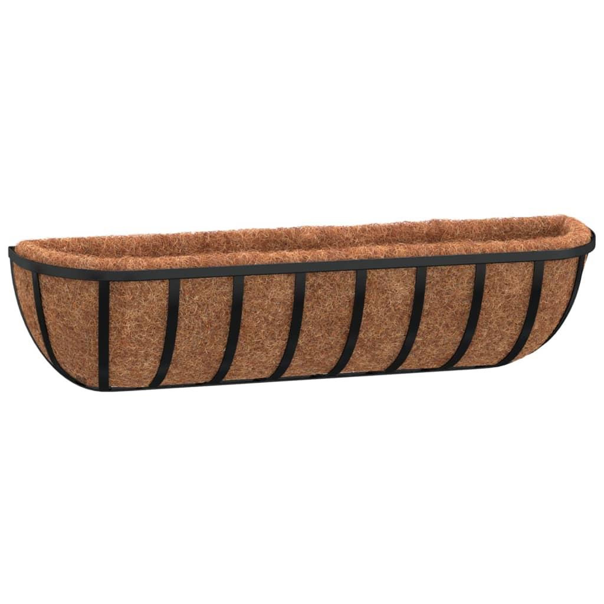 Voir la diapositive 3 : VIDAXL Jardinieres murales 2 pcs en coco noir 61x19x16 cm acier