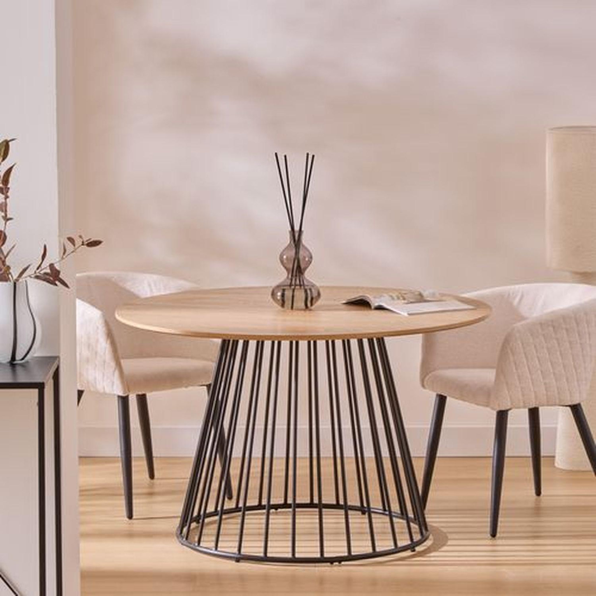 Voir la diapositive 4 : TOILINUX Lot de 2 fauteuils à diner en tissu chenille marlo - ivoire