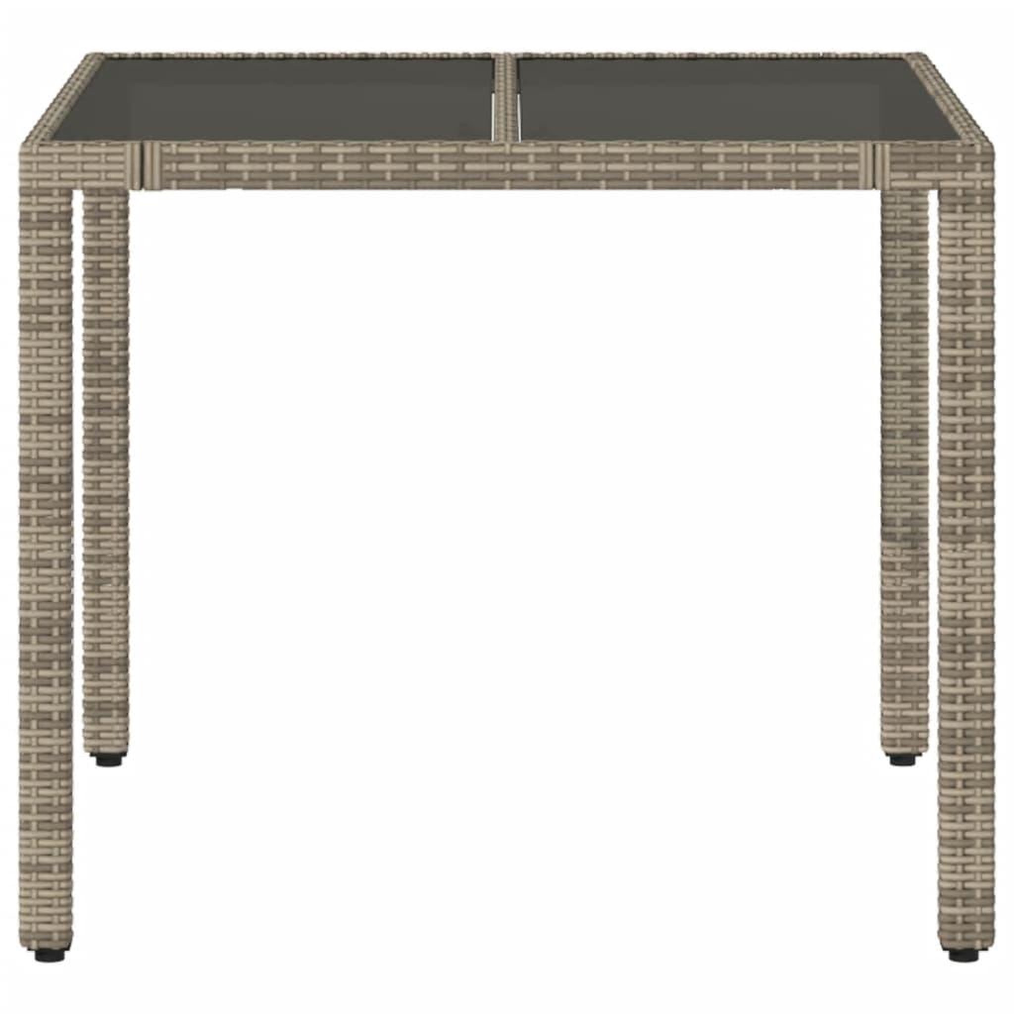 Voir la diapositive 4 : VIDAXL Table de jardin dessus en verre Gris 90x90x75 cm Resine tressee
