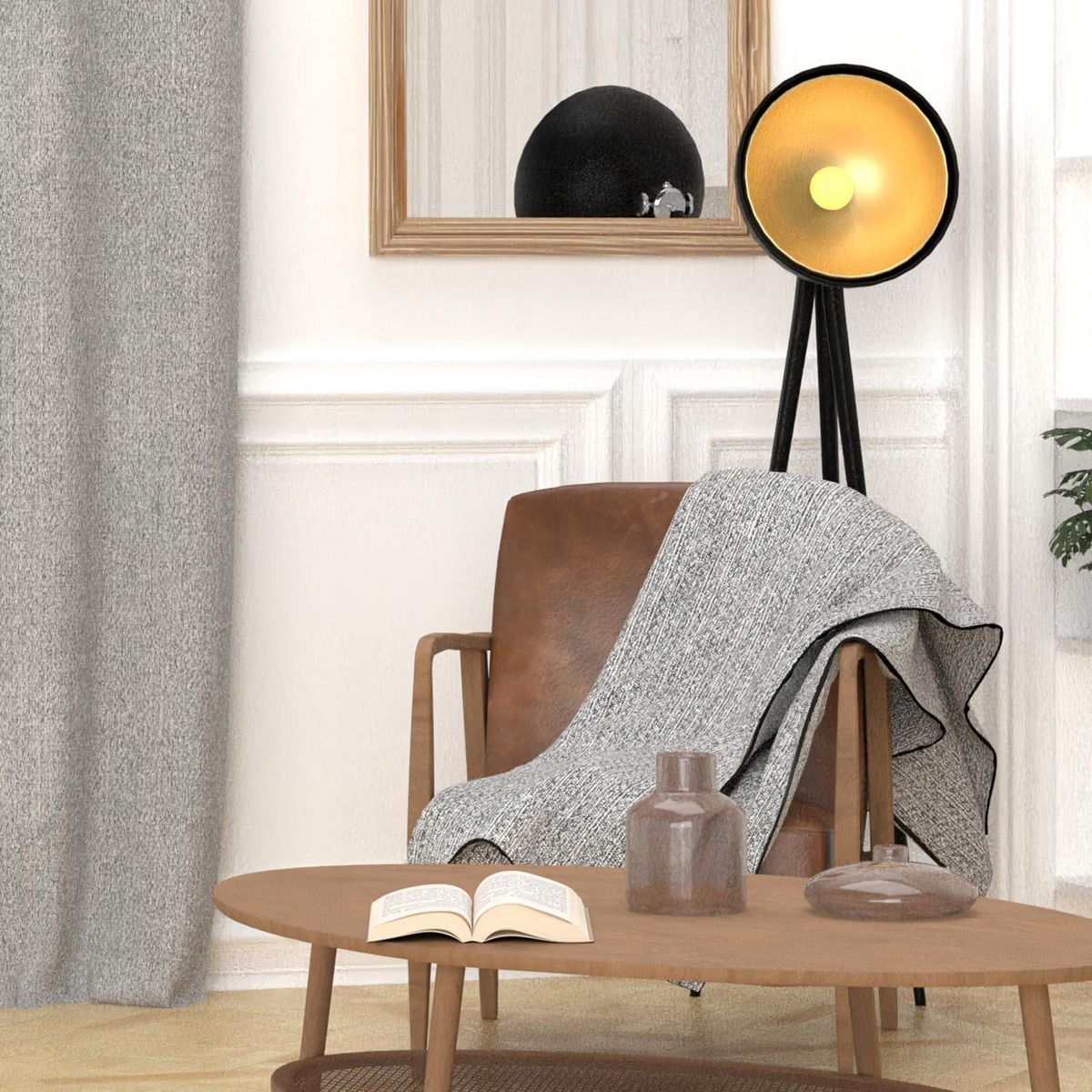 SOLEIL D'OCRE Plaid en coton recyclé 140x200 cm PIERRE, par Soleil d'Ocre