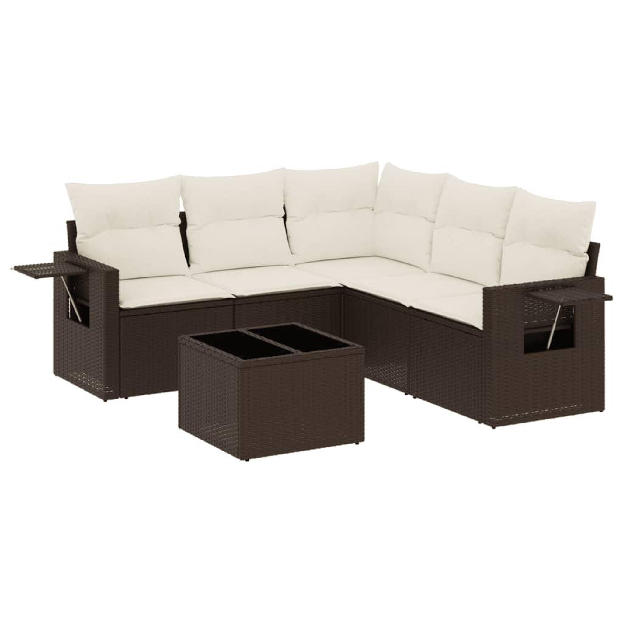 Voir la diapositive 2 : VIDAXL Salon de jardin avec coussins 6 pcs marron resine tressee