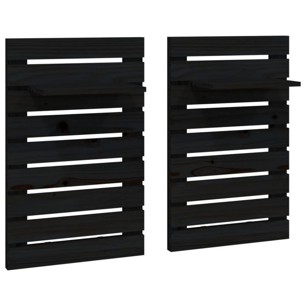 VIDAXL Etageres de chevet murales 2 pcs Noir Bois de pin massif