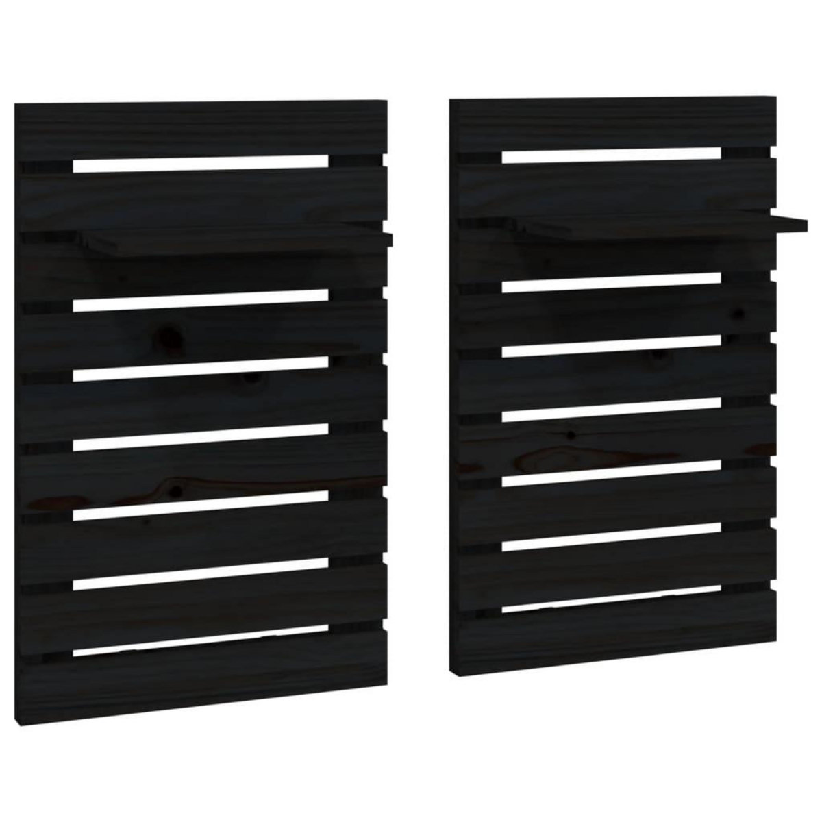 VIDAXL Etageres de chevet murales 2 pcs Noir Bois de pin massif