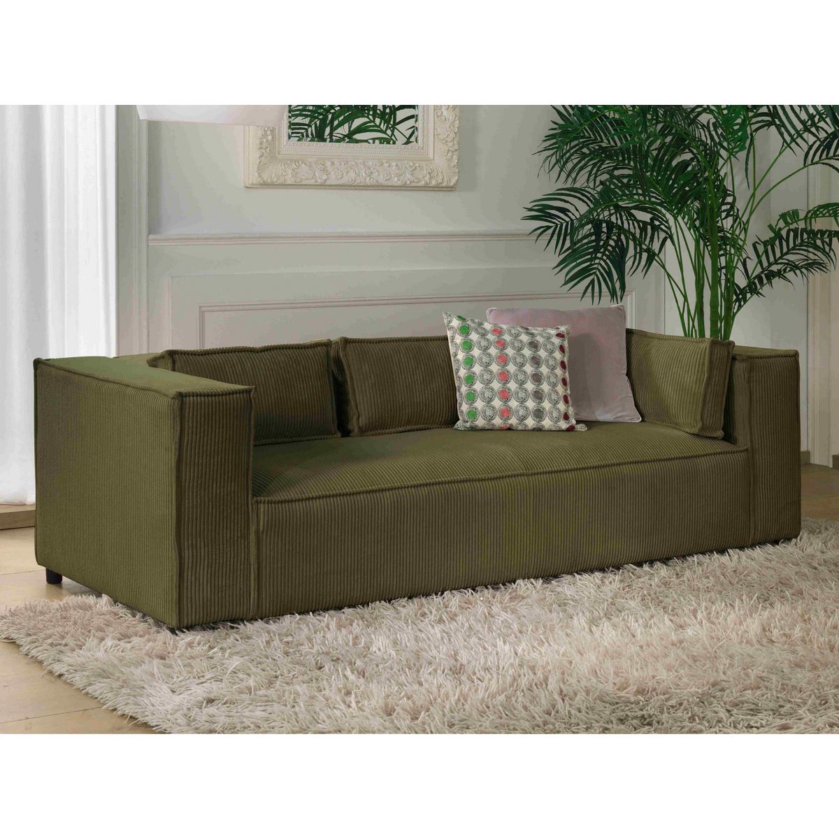 LISA DESIGN Stella - canapé fixe 3 places - en velours côtelé - style contemporain