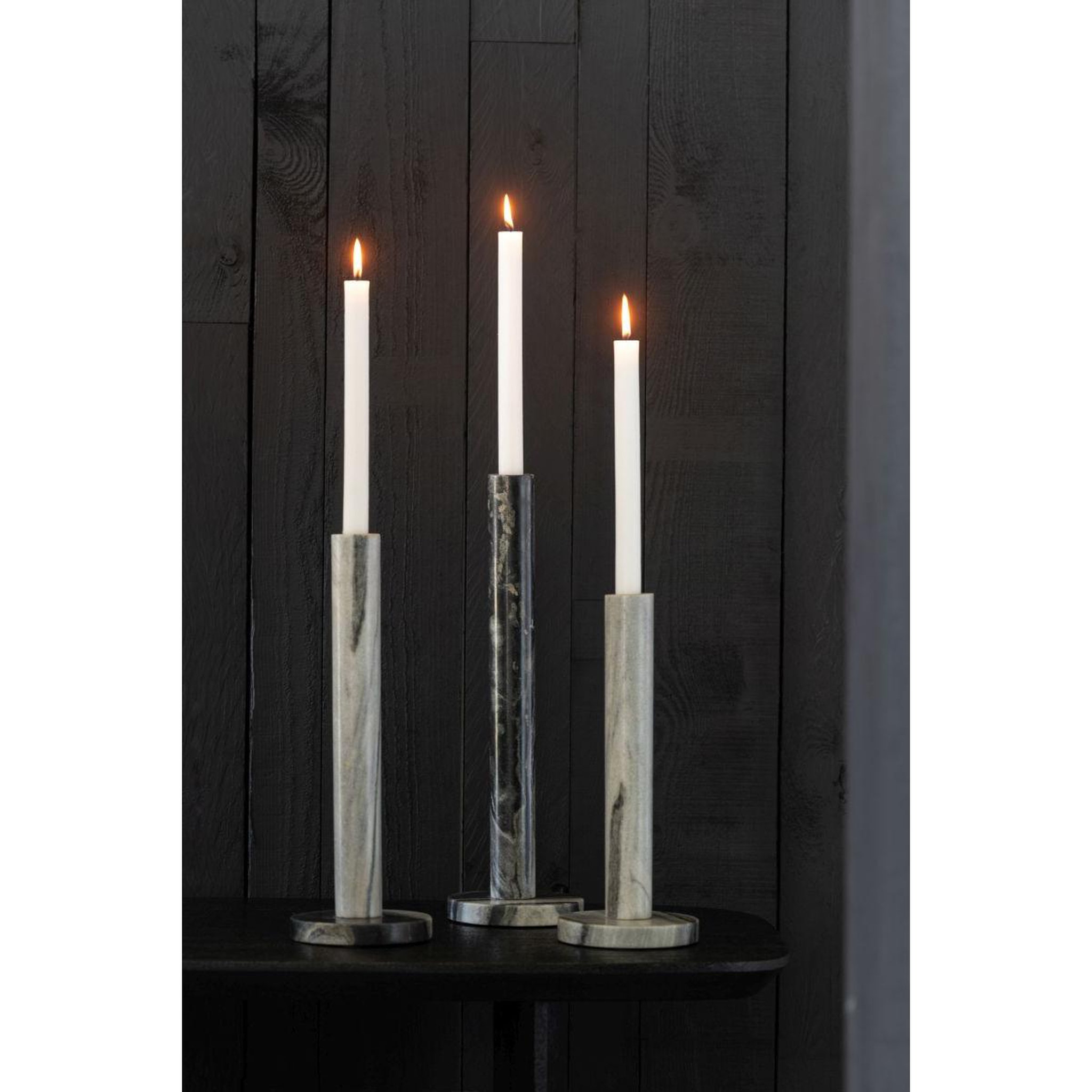 Voir la diapositive 4 : J-LINE Lot de 3 chandeliers en marbre  courchevel  40cm gris clair