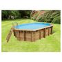 Voir la diapositive 2 : UBBINK Piscine hors sol bois octogonale- 355x550x120cm - Liner Bleu -OCEA